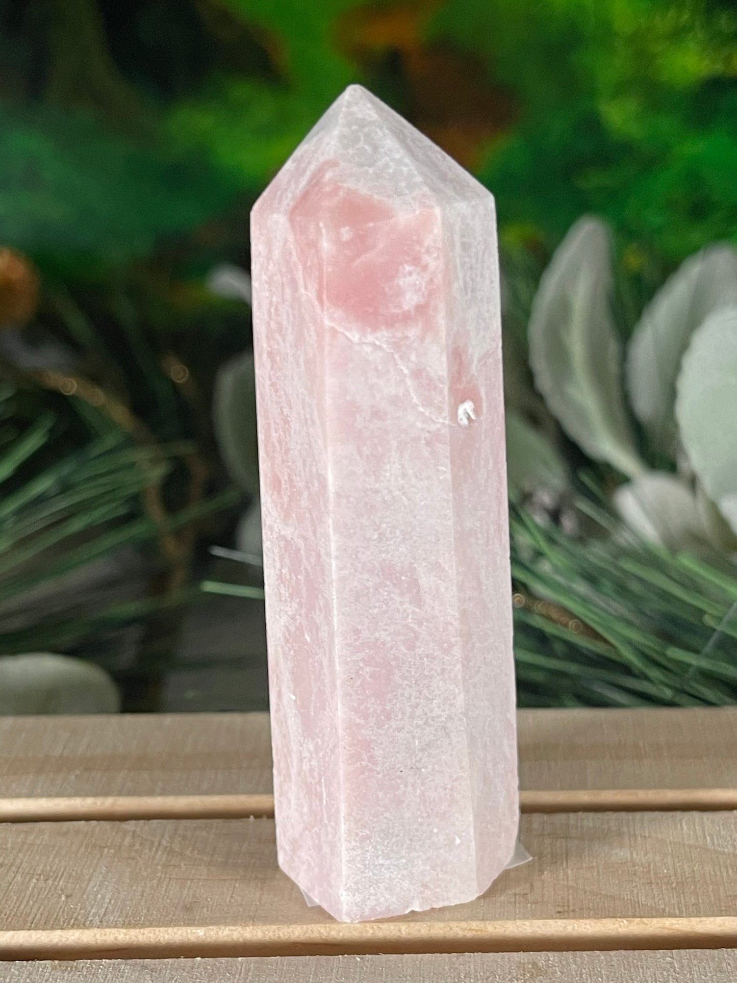 Tower - Pink Opal Jasper Natural Stone Quartz Crystal Obelisk Point - 82g