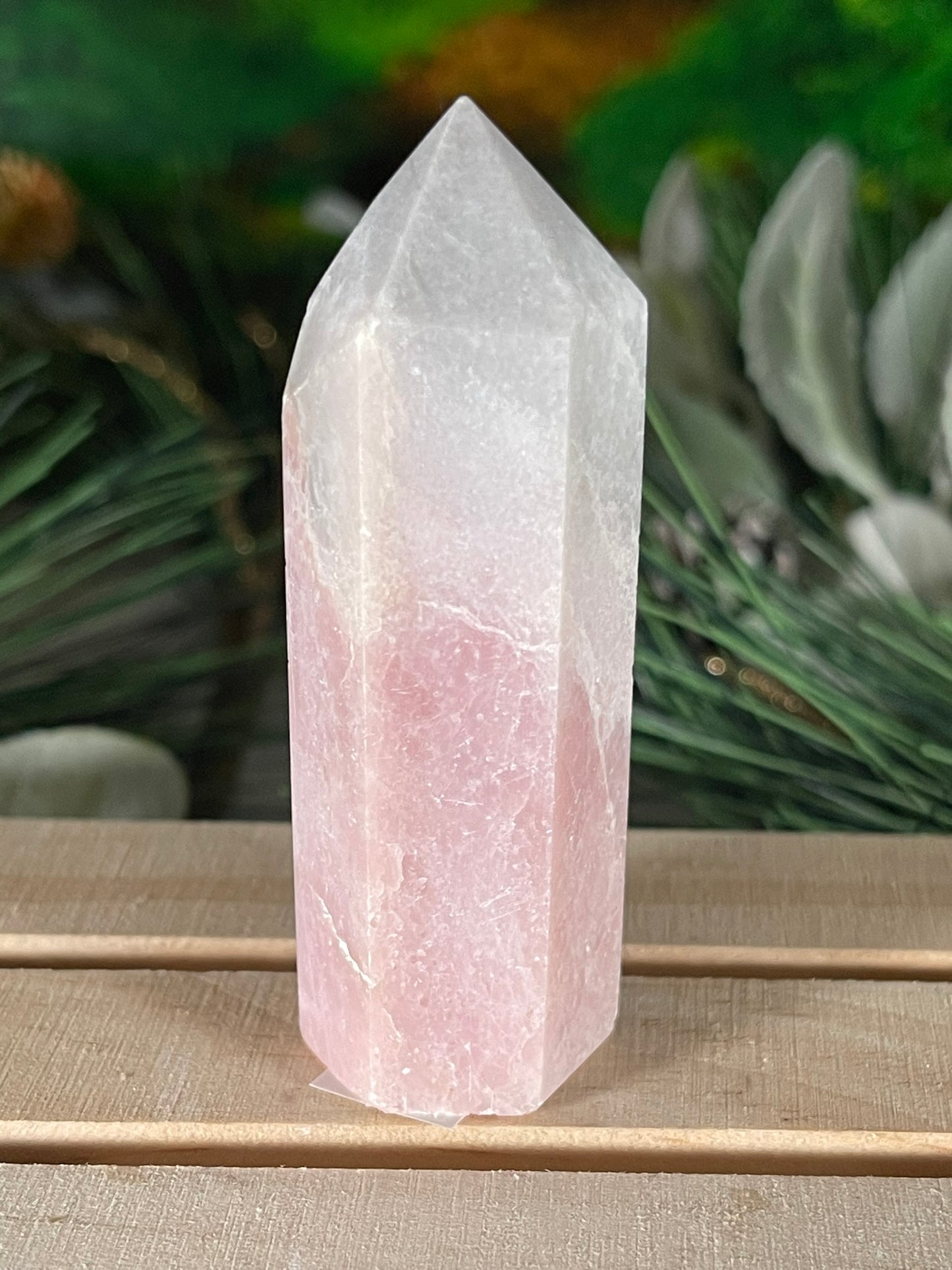 Tower - Pink Opal Jasper Natural Stone Quartz Crystal Obelisk Point - 80g