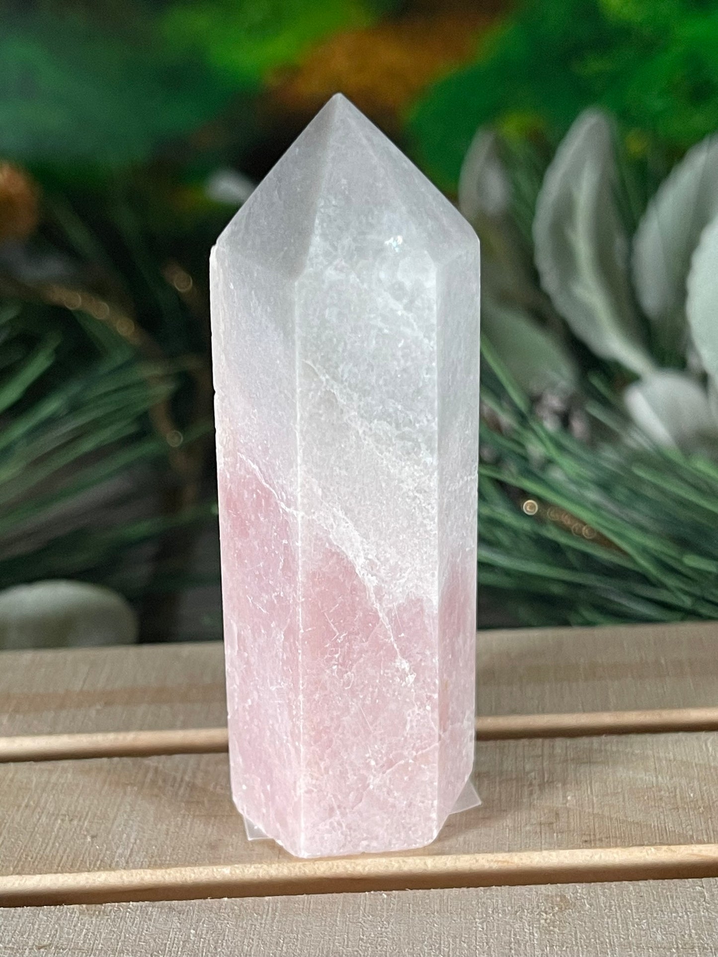 Tower - Pink Opal Jasper Natural Stone Quartz Crystal Obelisk Point - 80g