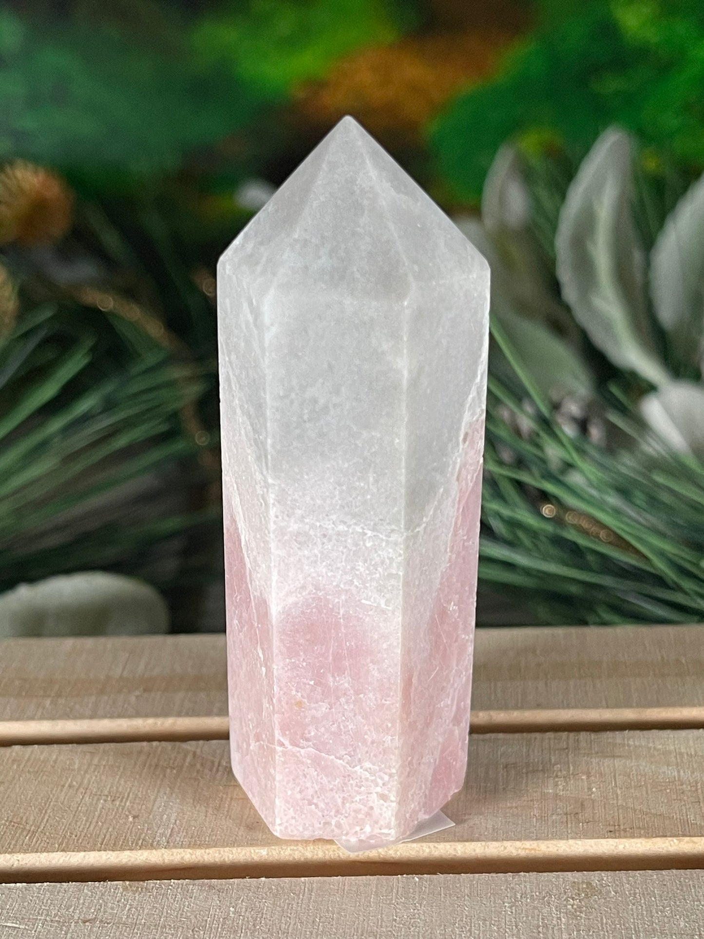 Tower - Pink Opal Jasper Natural Stone Quartz Crystal Obelisk Point - 80g