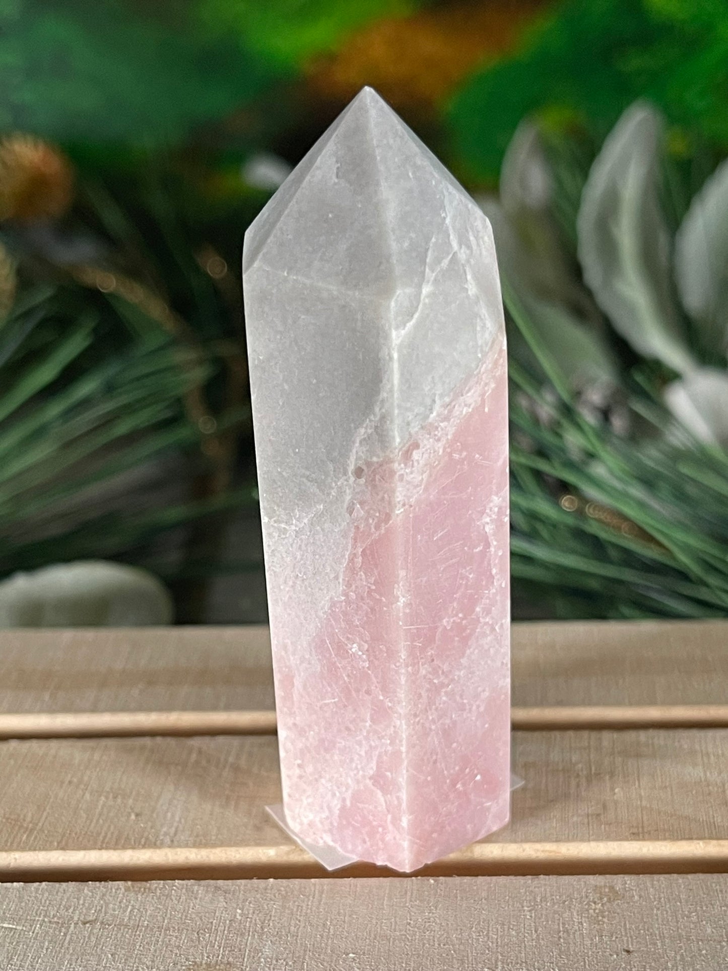 Tower - Pink Opal Jasper Natural Stone Quartz Crystal Obelisk Point - 80g