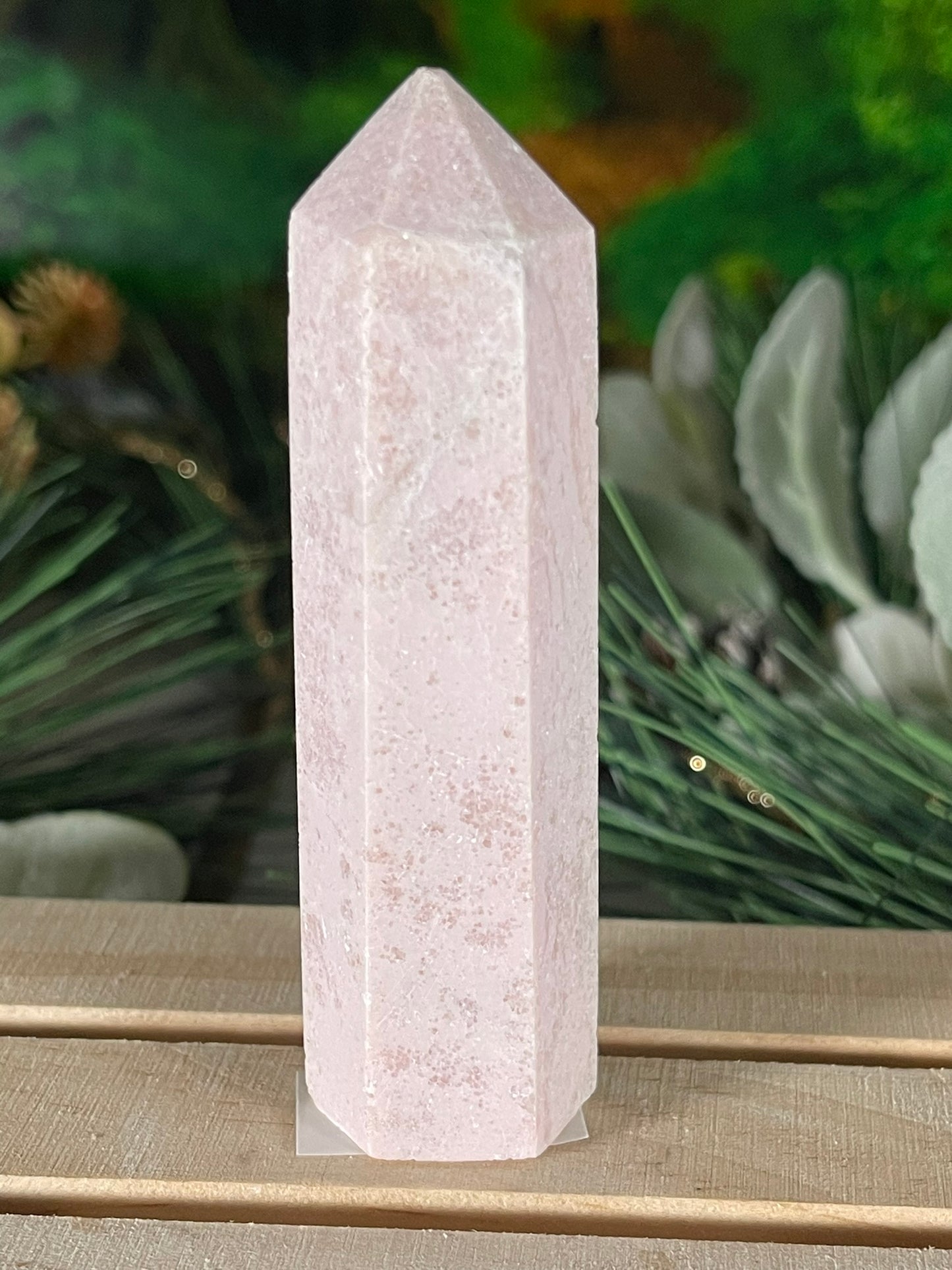 Tower - Pink Opal Jasper Natural Stone Quartz Crystal Obelisk Point - 82g