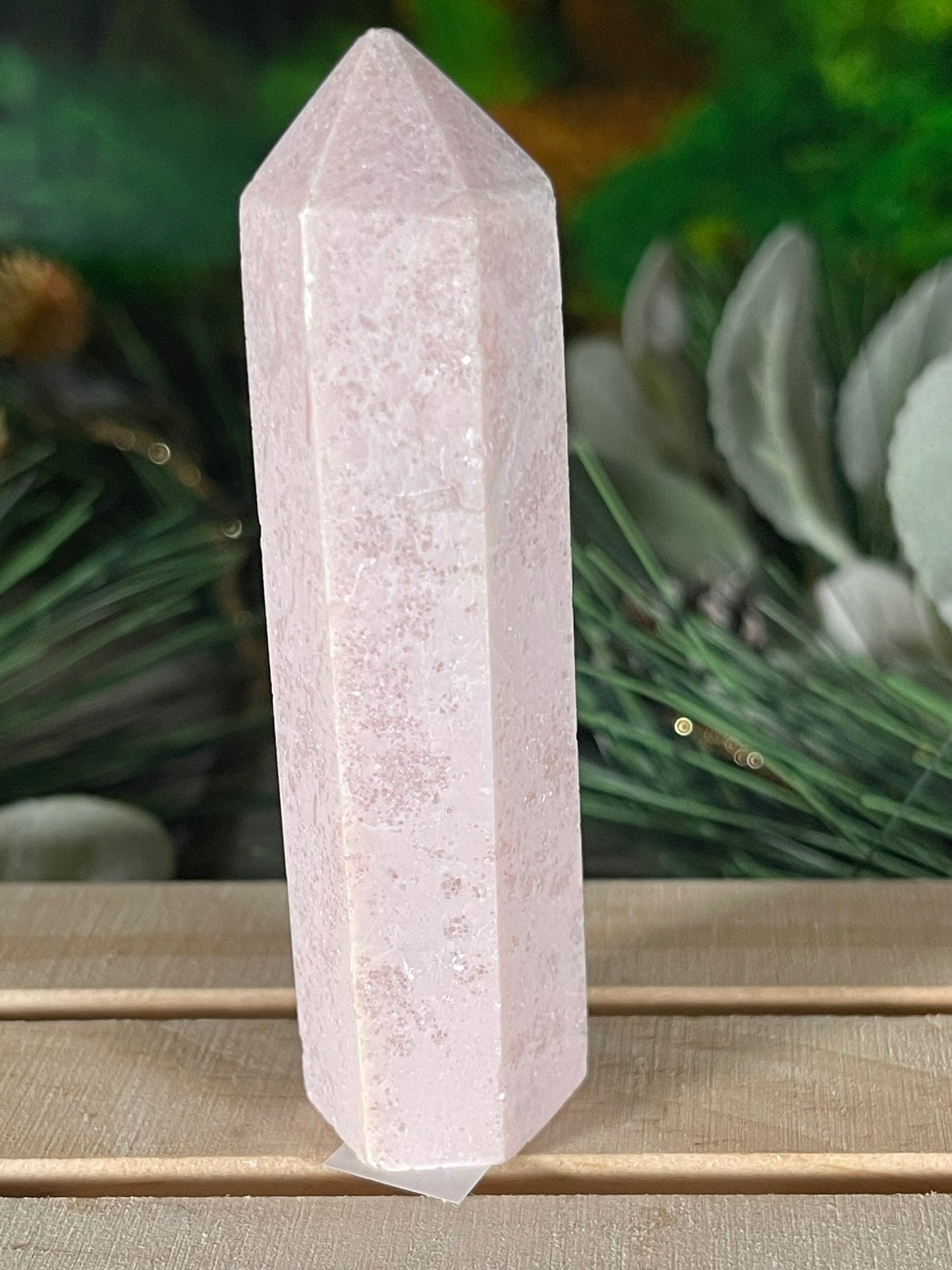 Tower - Pink Opal Jasper Natural Stone Quartz Crystal Obelisk Point - 82g