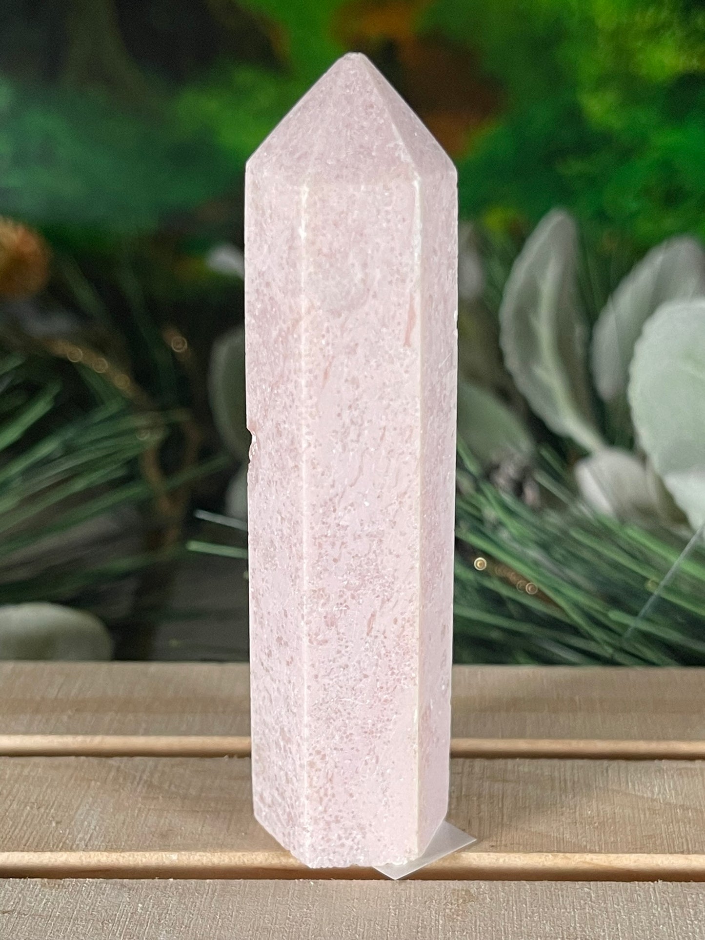 Tower - Pink Opal Jasper Natural Stone Quartz Crystal Obelisk Point - 82g