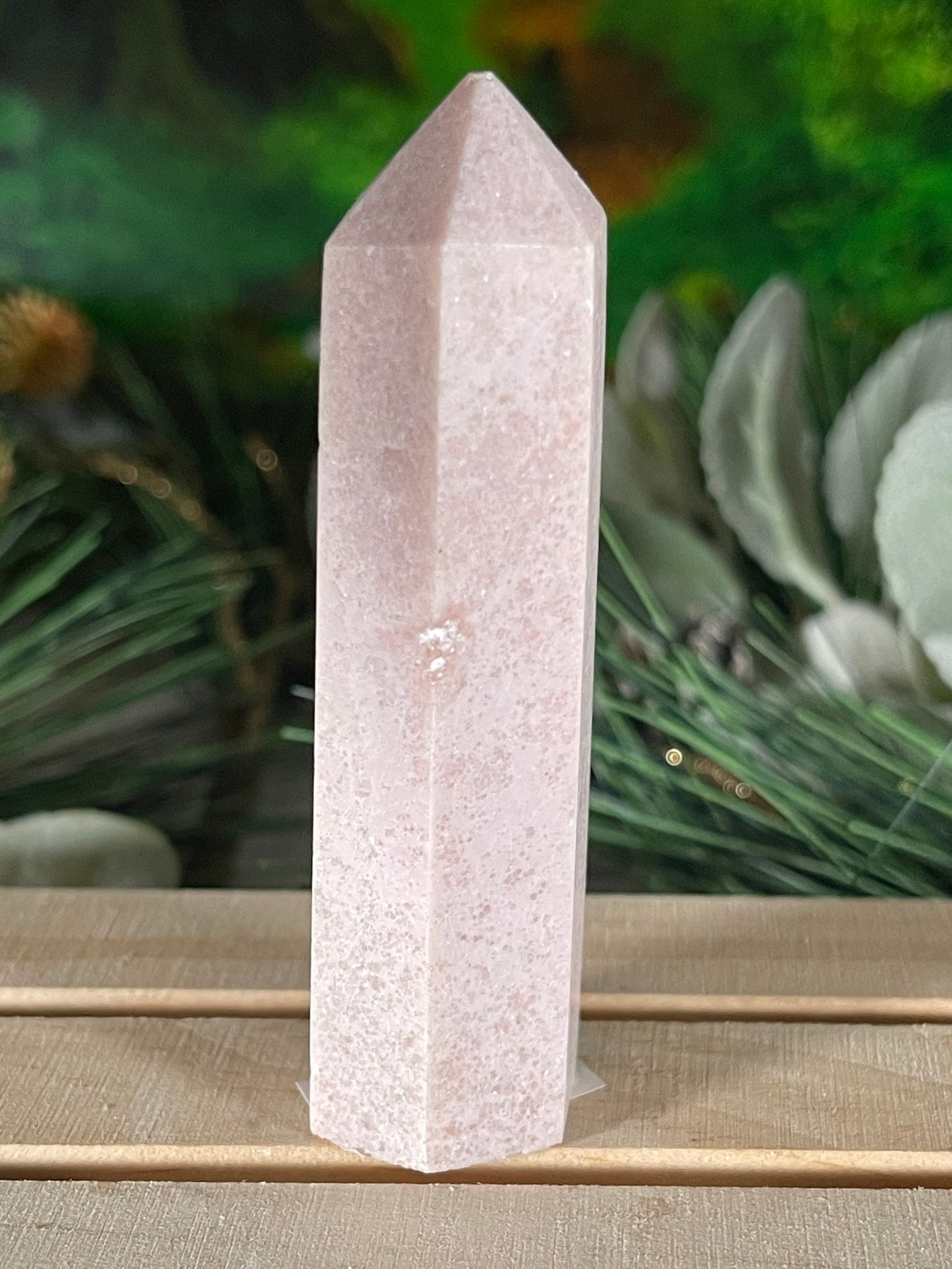 Tower - Pink Opal Jasper Natural Stone Quartz Crystal Obelisk Point - 82g