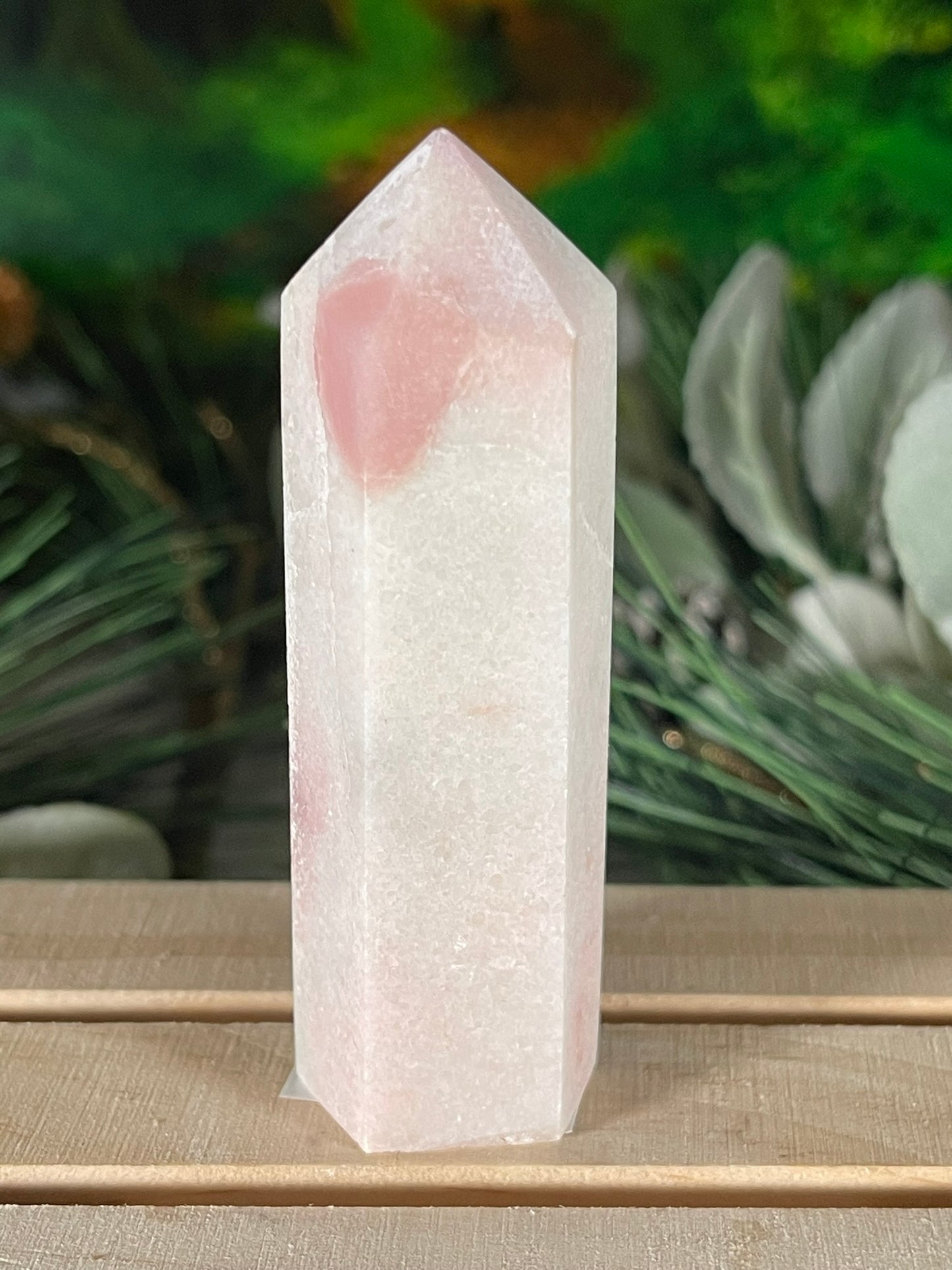 Tower - Pink Opal Jasper Natural Stone Quartz Crystal Obelisk Point - 93g