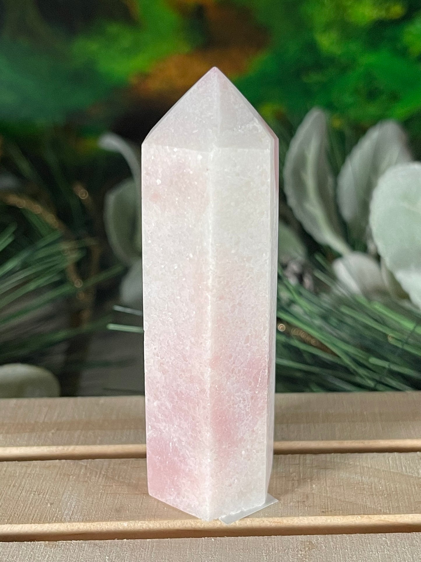 Tower - Pink Opal Jasper Natural Stone Quartz Crystal Obelisk Point - 93g