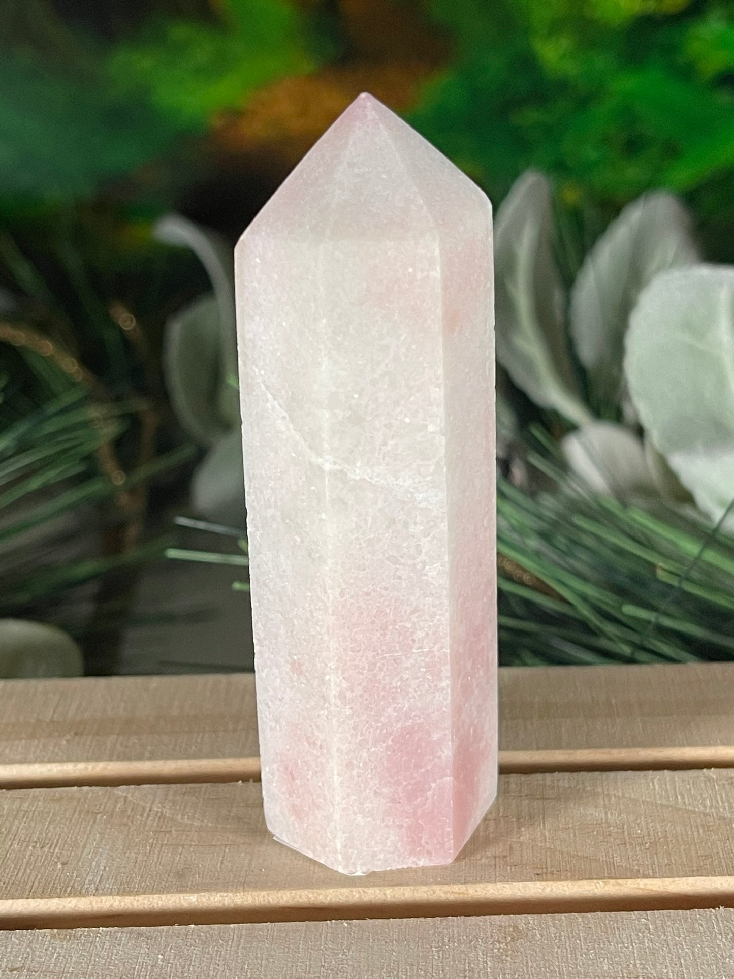 Tower - Pink Opal Jasper Natural Stone Quartz Crystal Obelisk Point - 93g