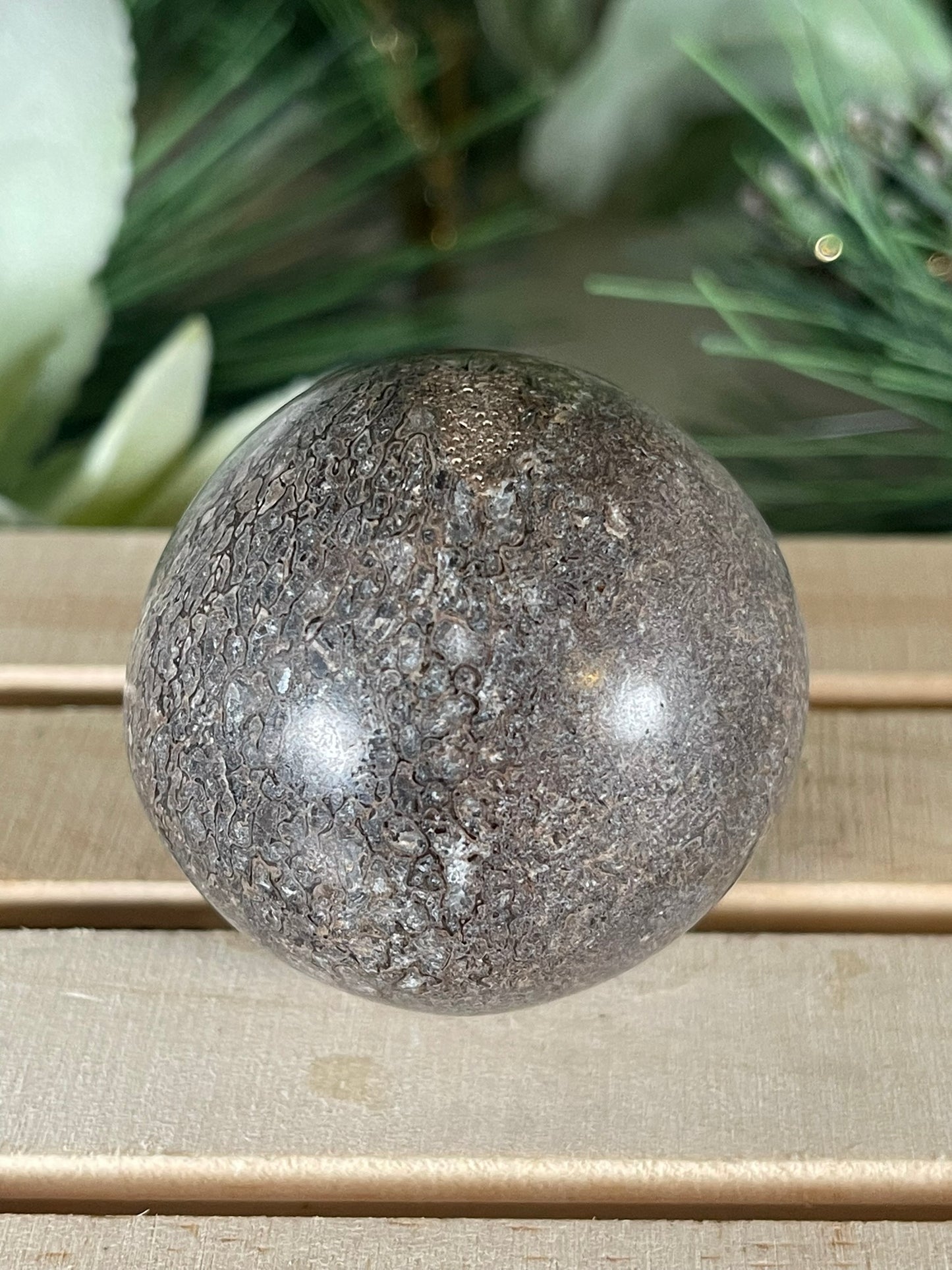 Dinosaur Bone Fossil Original Madagascar Rock Stone Polished Ball - 145g