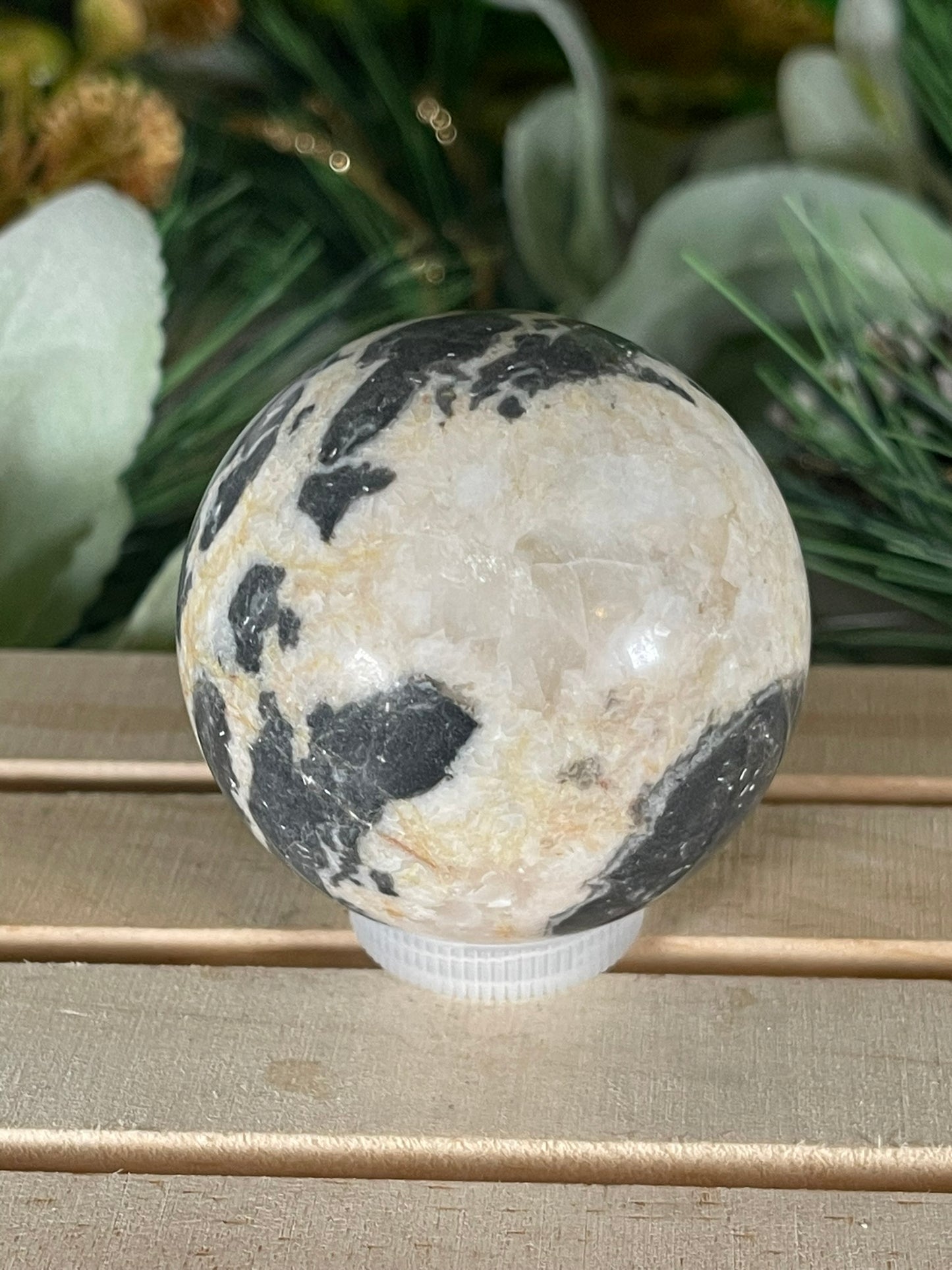 Crystal Ball - Moonstone Zebra Rare Unique Sphere Natural Stone Geod Quartz Jasper - 232g