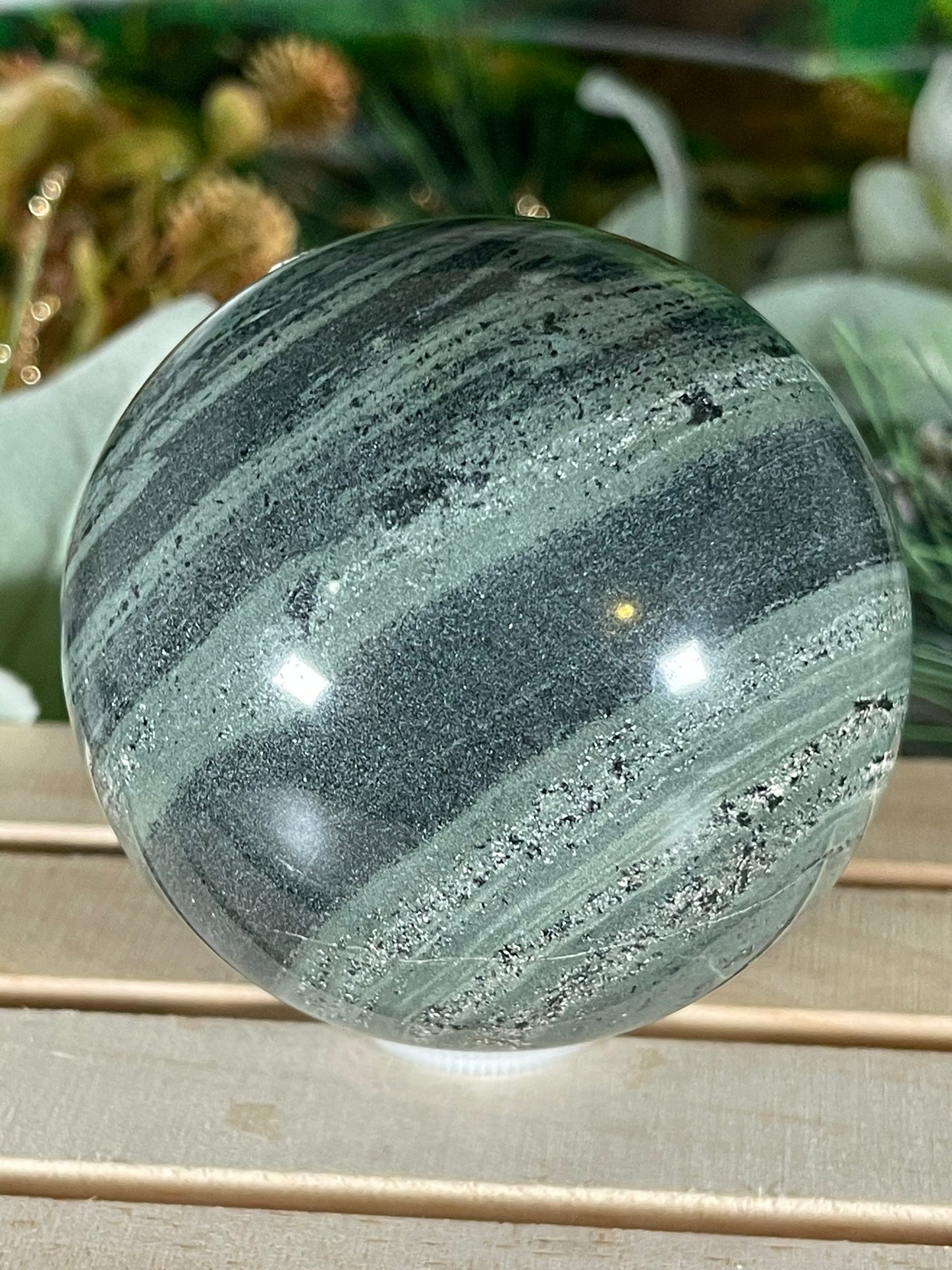 Crystal Ball - Green Jasper Rare Unique Sphere Natural Stone Geod Quartz - 696g