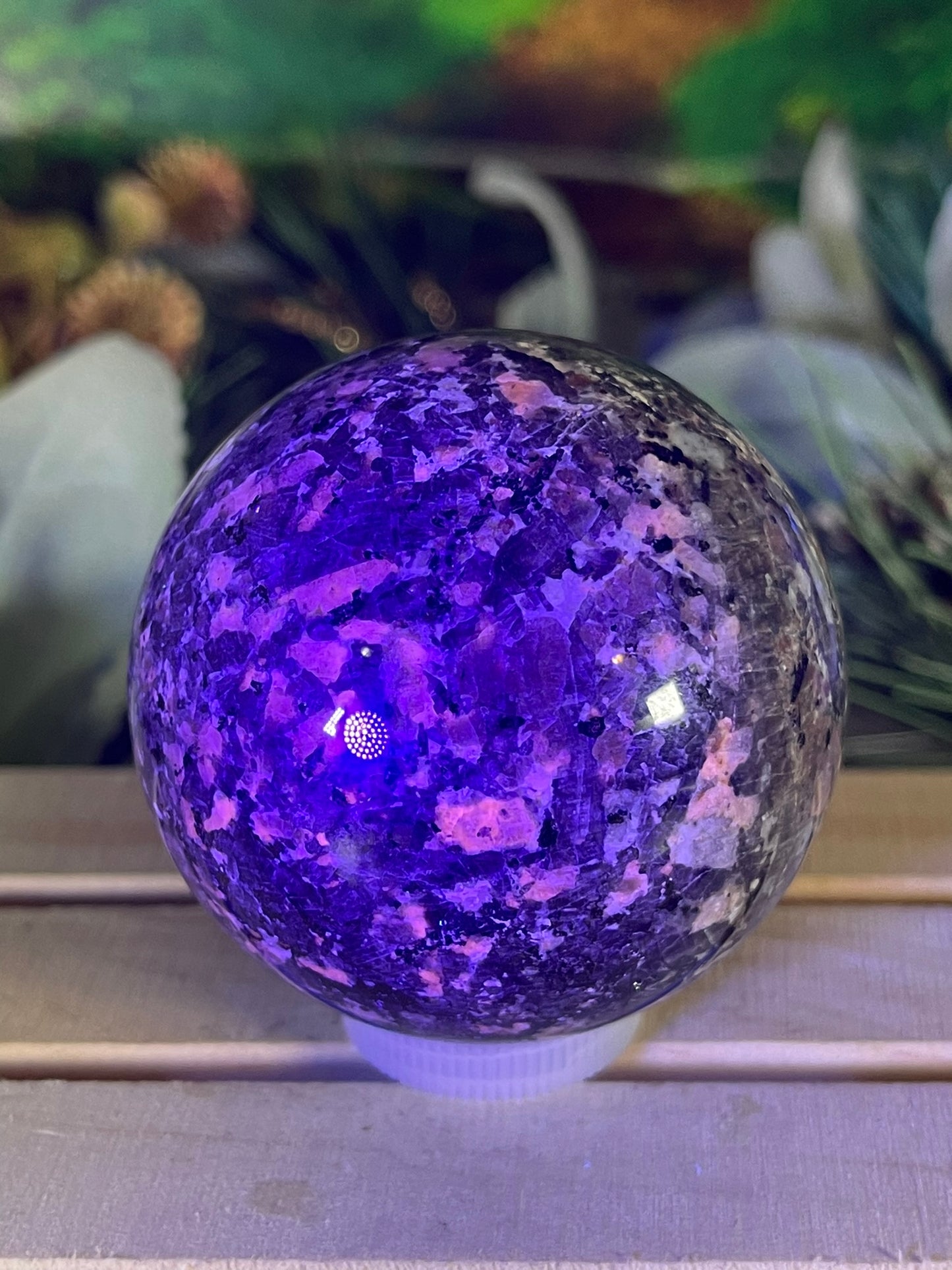 Crystal Ball - Yooperlite Firestone Rare Unique Sphere Natural Stone Geode Quartz - 279g