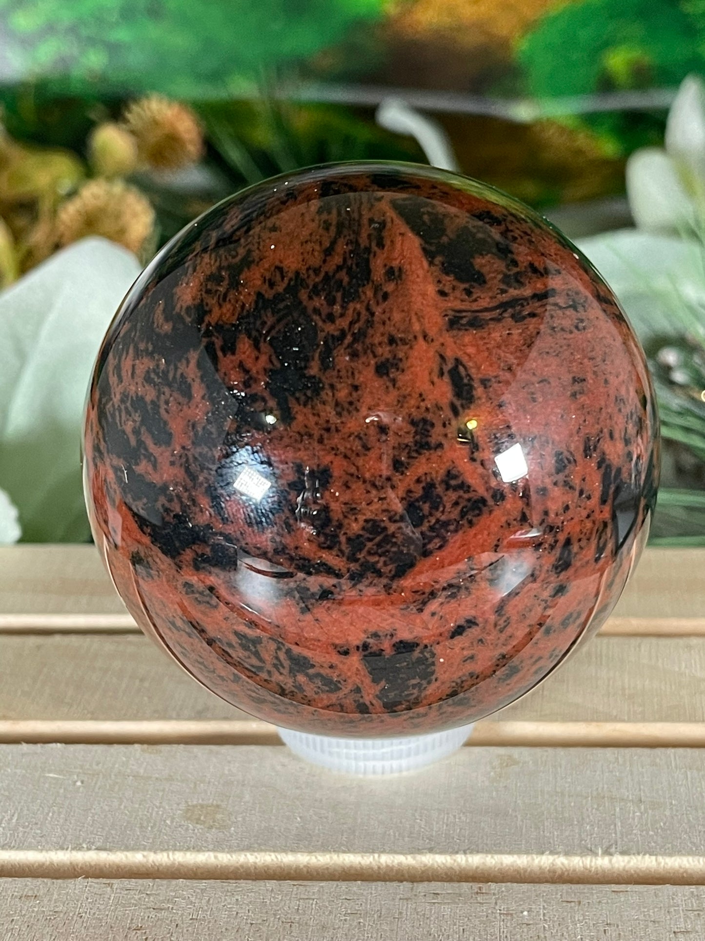 Crystal Ball - Mahogany Obsidian Rare Unique Sphere Natural Stone Geod Quartz - 433g