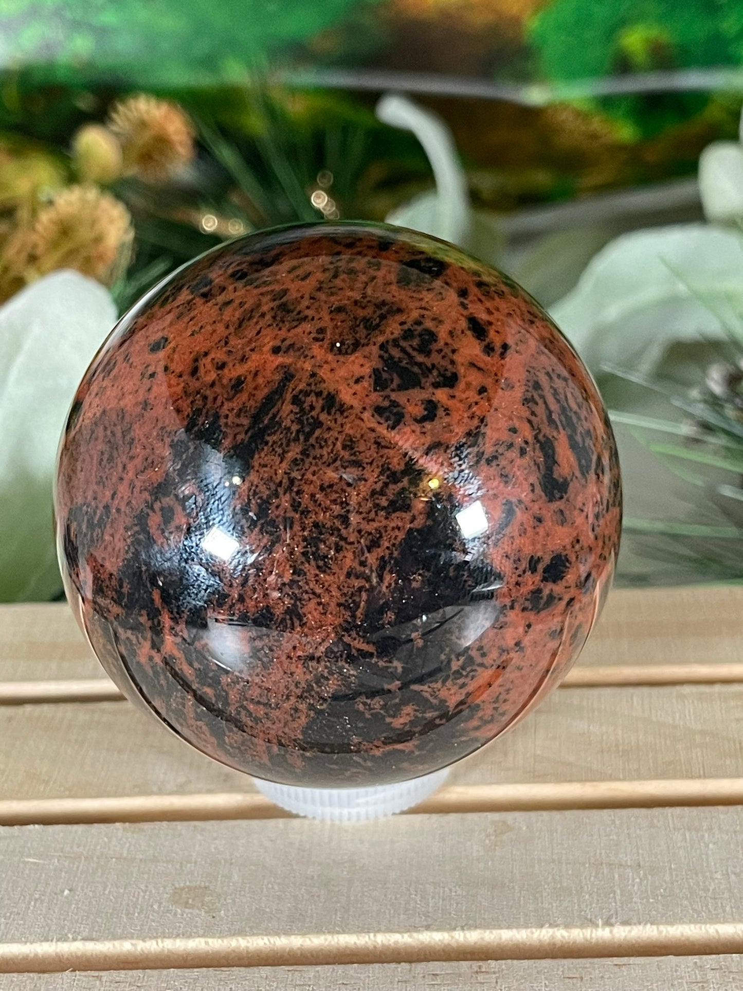 Crystal Ball - Mahogany Obsidian Rare Unique Sphere Natural Stone Geod Quartz - 400g