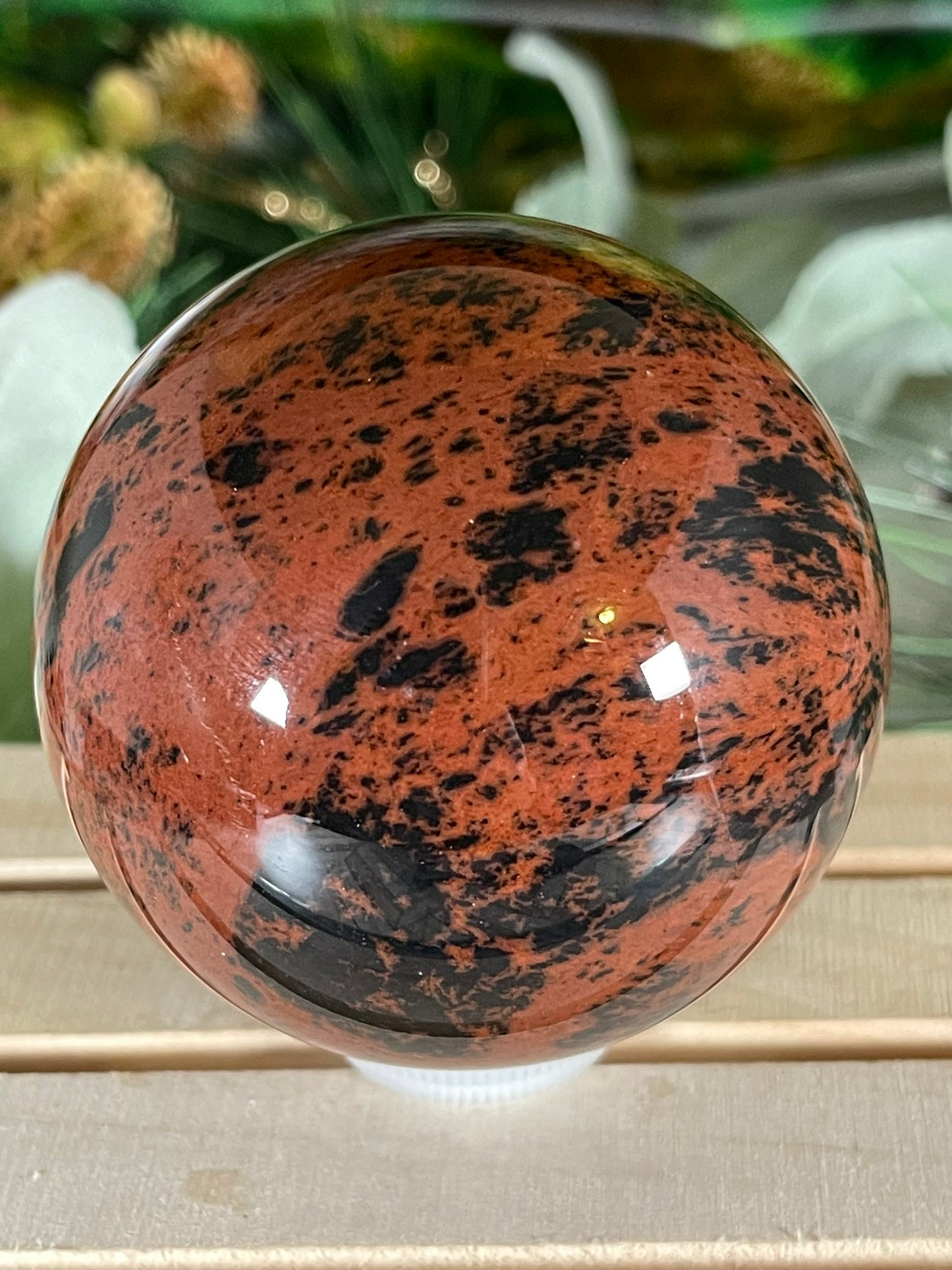 Crystal Ball - Mahogany Obsidian Rare Unique Sphere Natural Stone Geod Quartz - 424g