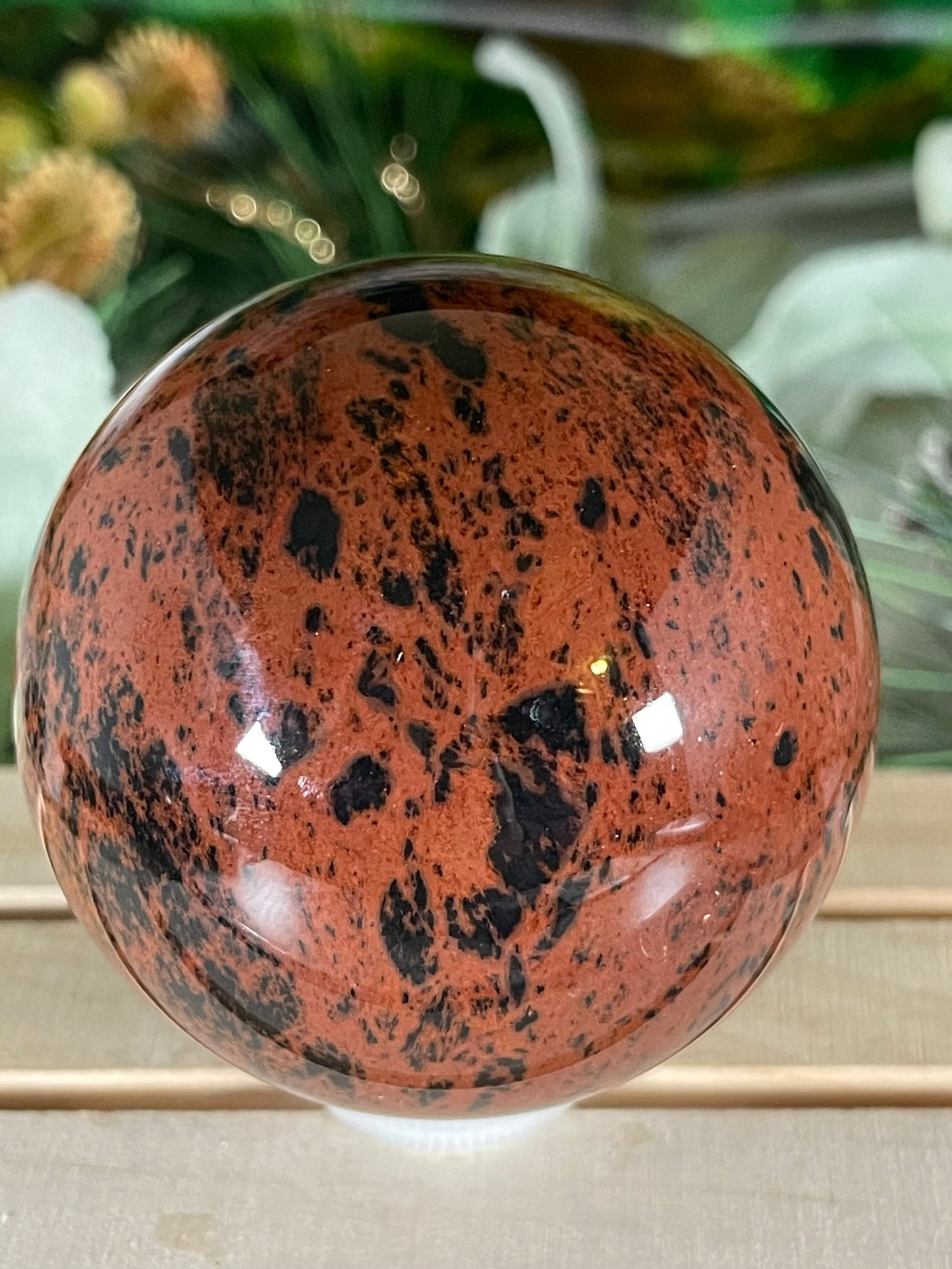 Crystal Ball - Mahogany Obsidian Rare Unique Sphere Natural Stone Geod Quartz - 424g