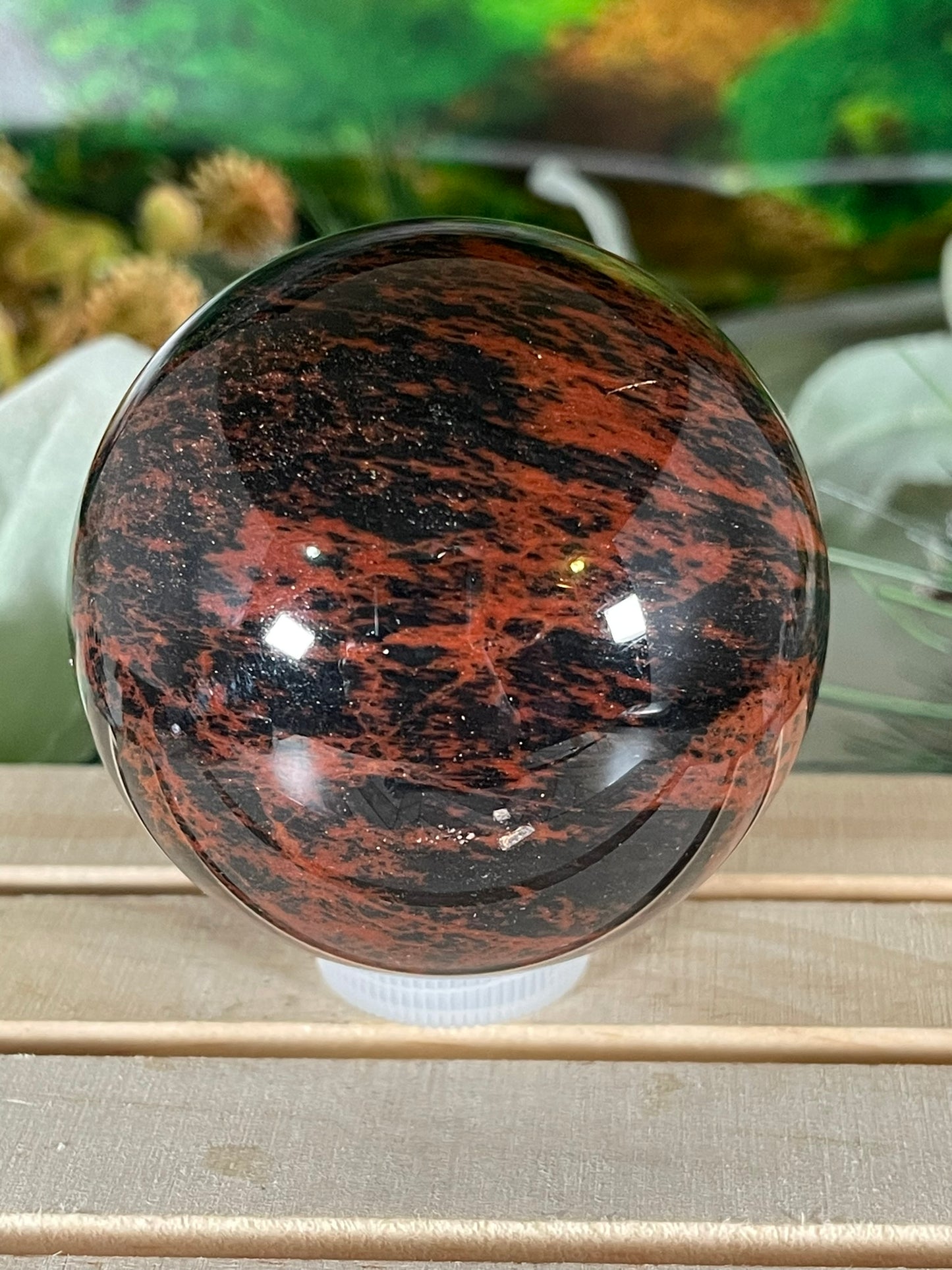 Crystal Ball - Mahogany Obsidian Rare Unique Sphere Natural Stone Geod Quartz - 398g