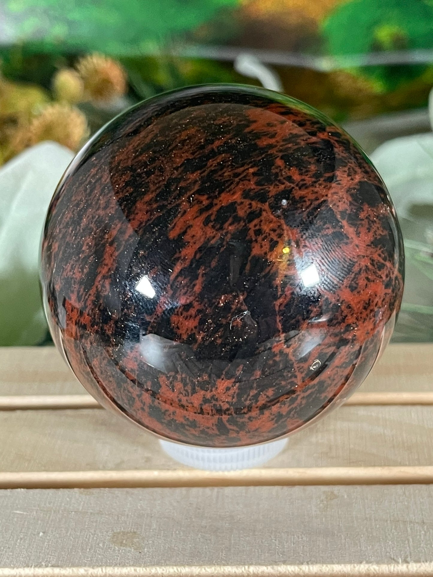 Crystal Ball - Mahogany Obsidian Rare Unique Sphere Natural Stone Geod Quartz - 398g