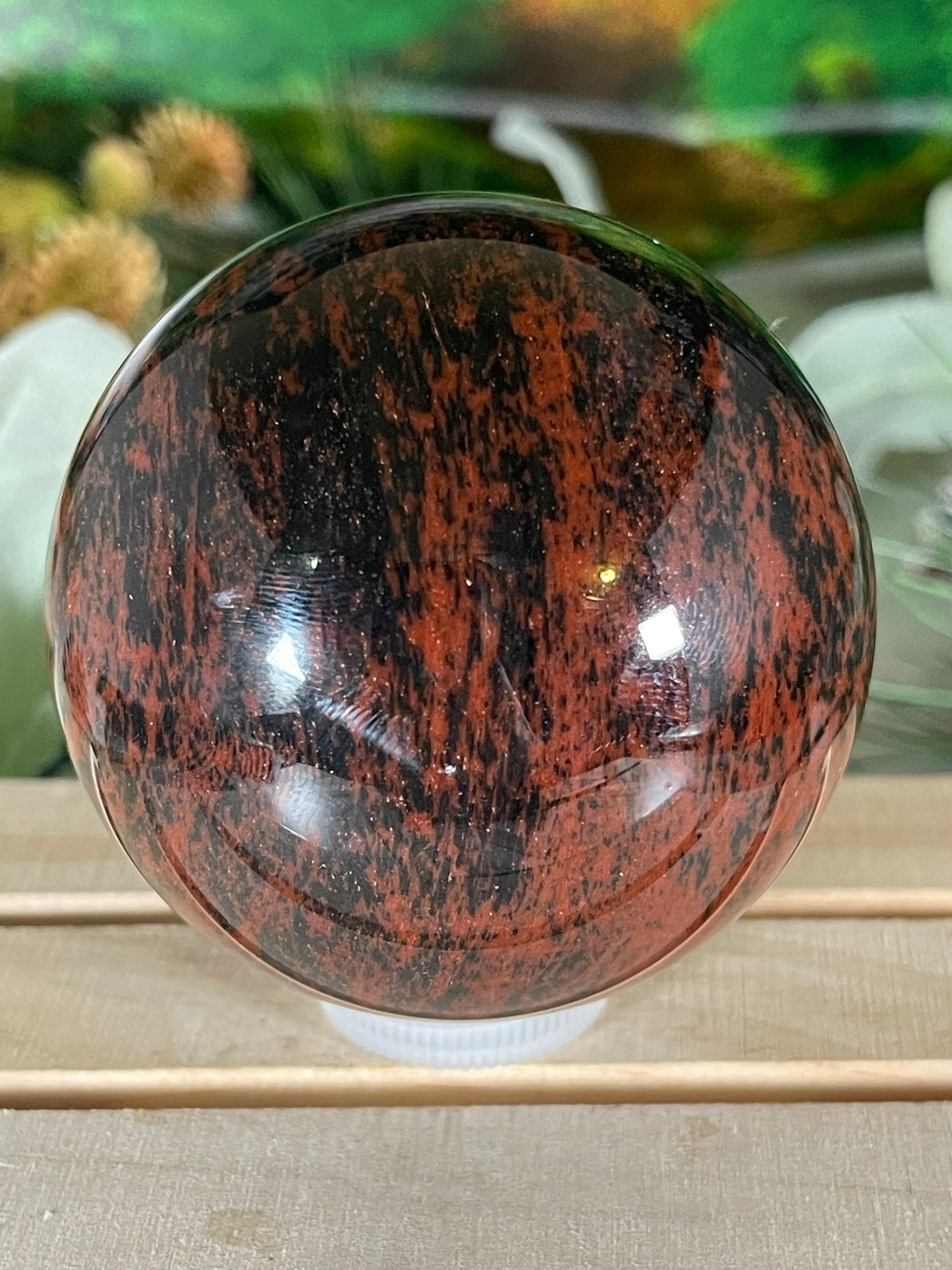 Crystal Ball - Mahogany Obsidian Rare Unique Sphere Natural Stone Geod Quartz - 398g