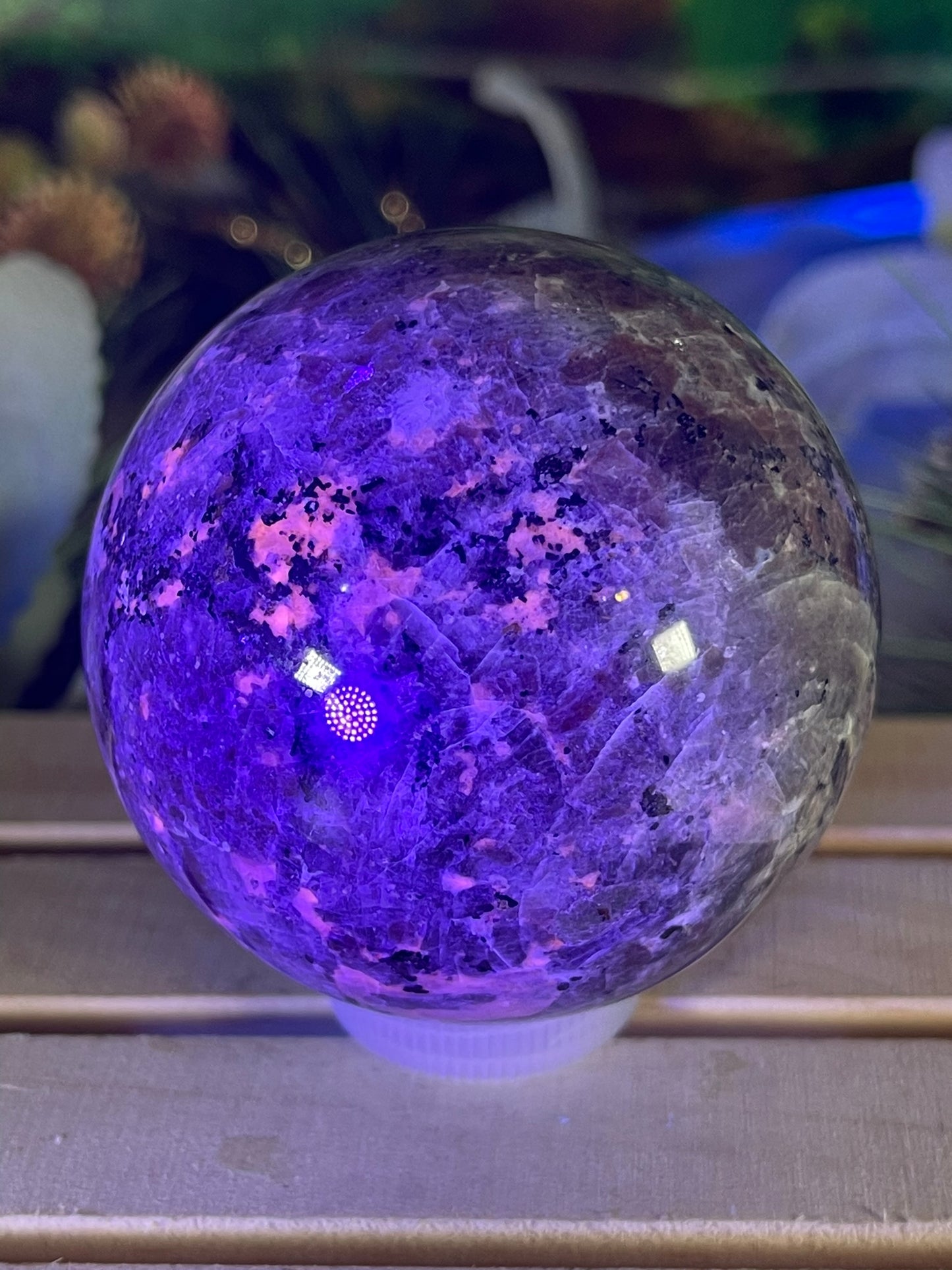 Crystal Ball - Yooperlite Firestone Rare Unique Sphere Natural Stone Geode Quartz - 320g