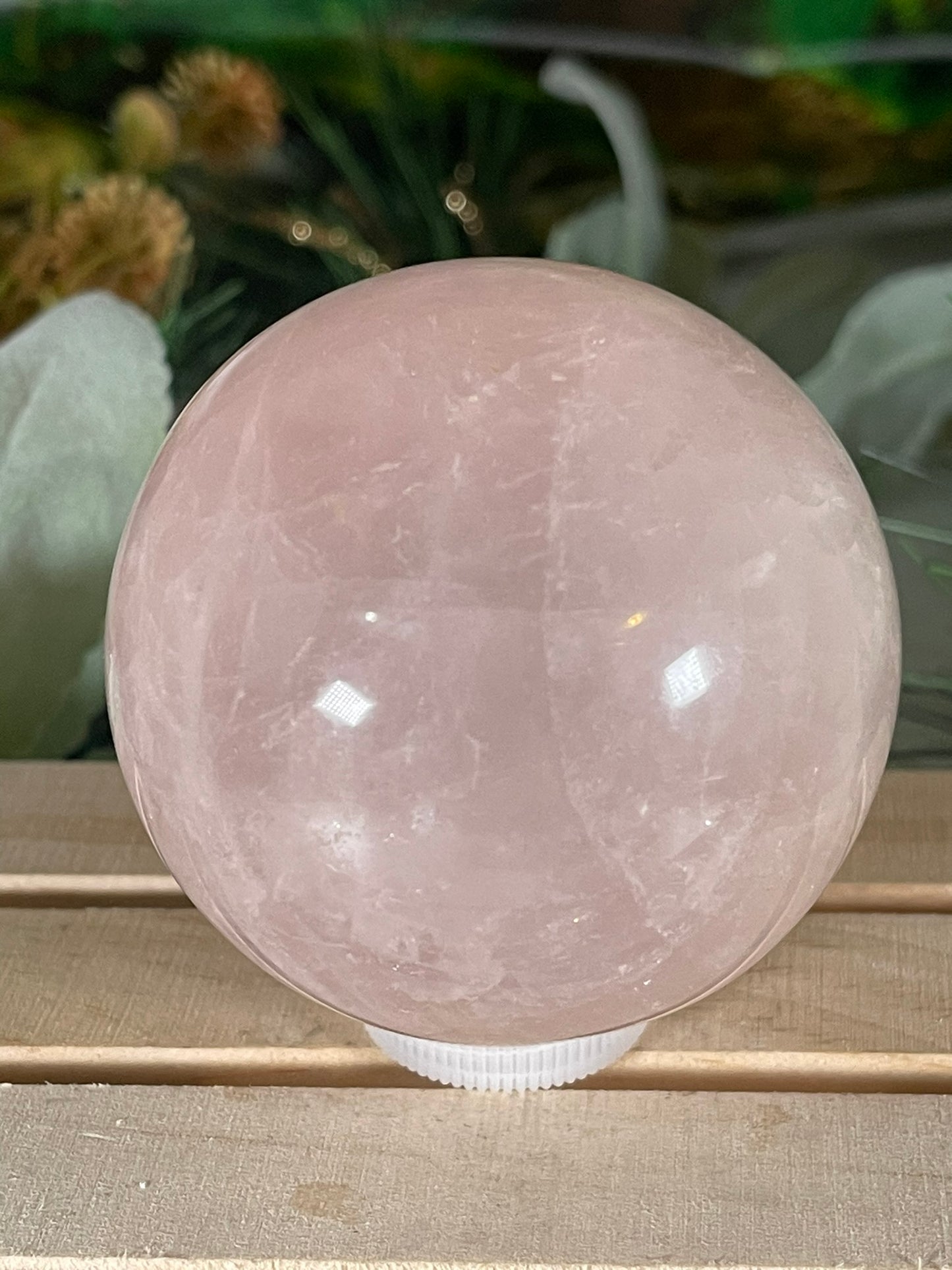 Crystal Ball - Pink Rose Quartz Unique Sphere Natural Stone Geode Jasper - 404g