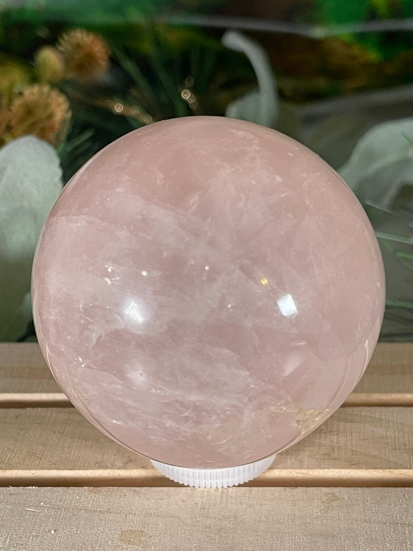 Crystal Ball - Pink Rose Quartz Unique Sphere Natural Stone Geode Jasper - 404g