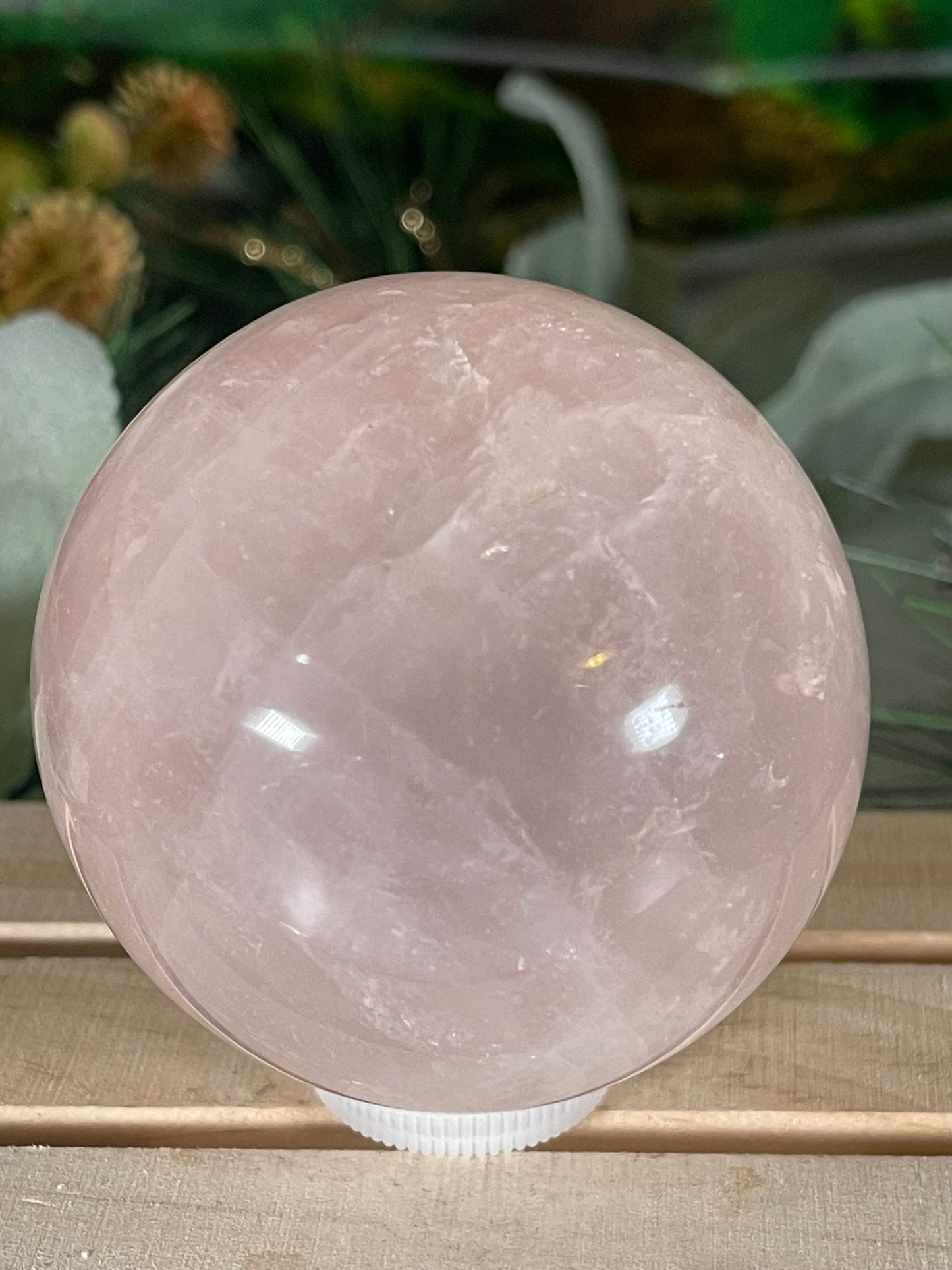 Crystal Ball - Pink Rose Quartz Unique Sphere Natural Stone Geode Jasper - 404g