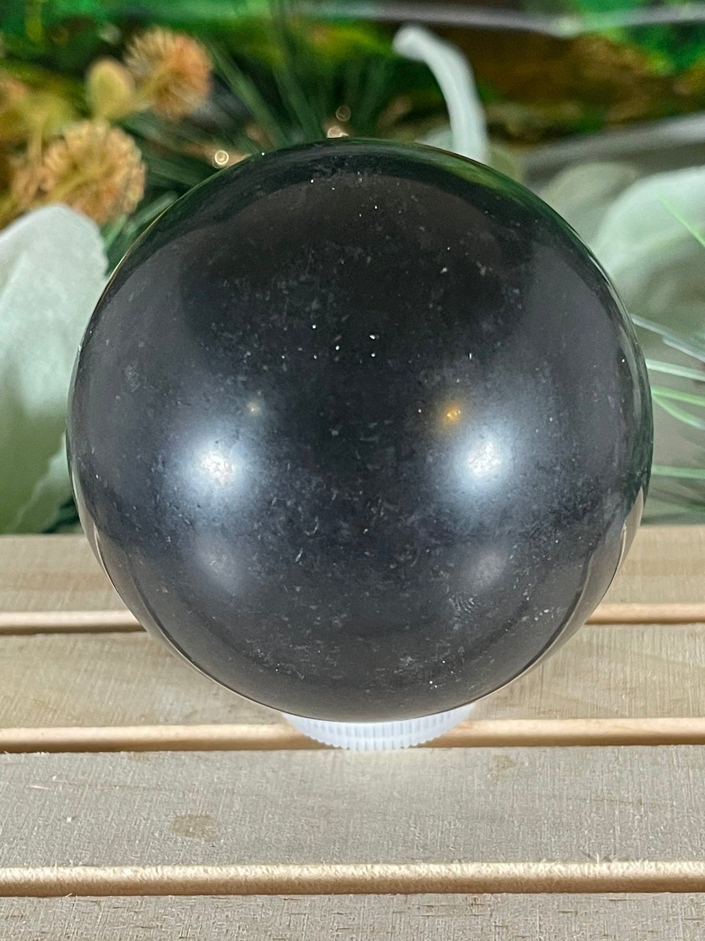 Crystal Ball - Black Tourmaline Rare Unique Sphere Natural Stone Geod Quartz - 543g