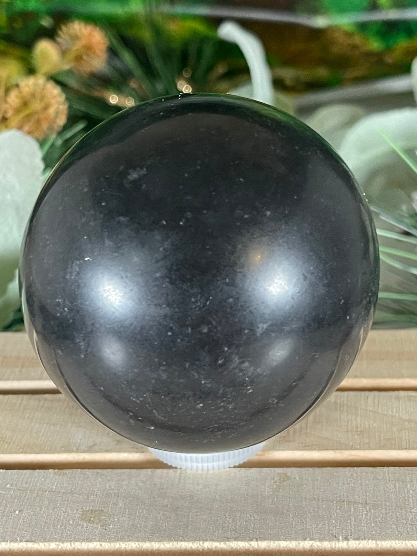 Crystal Ball - Black Tourmaline Rare Unique Sphere Natural Stone Geod Quartz - 543g