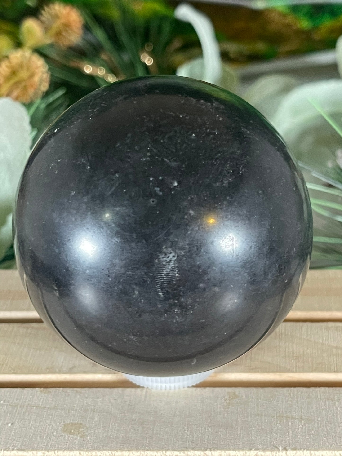 Crystal Ball - Black Tourmaline Rare Unique Sphere Natural Stone Geod Quartz - 543g