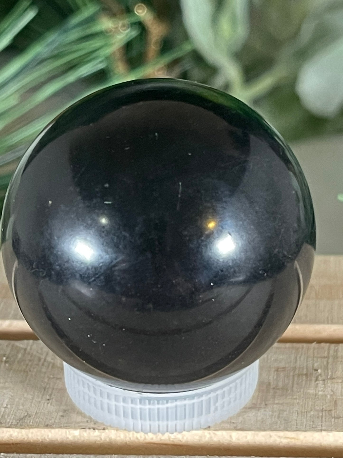 Crystal Ball - Black Tourmaline Rare Unique Sphere Natural Stone Geod Quartz - 108g