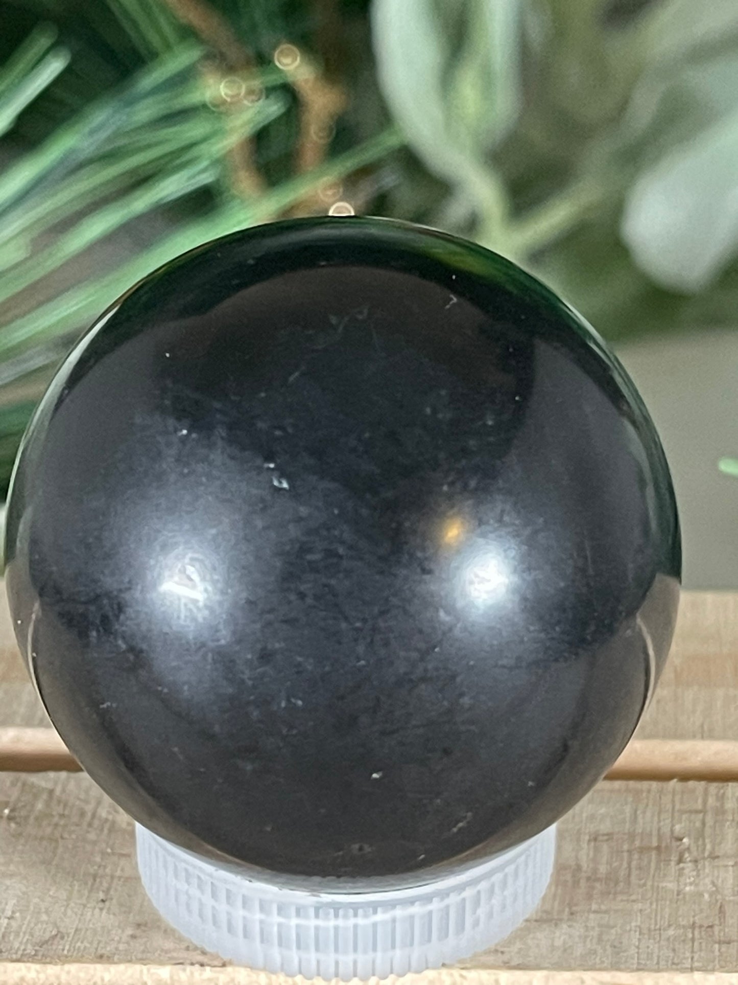 Crystal Ball - Black Tourmaline Rare Unique Sphere Natural Stone Geod Quartz - 108g