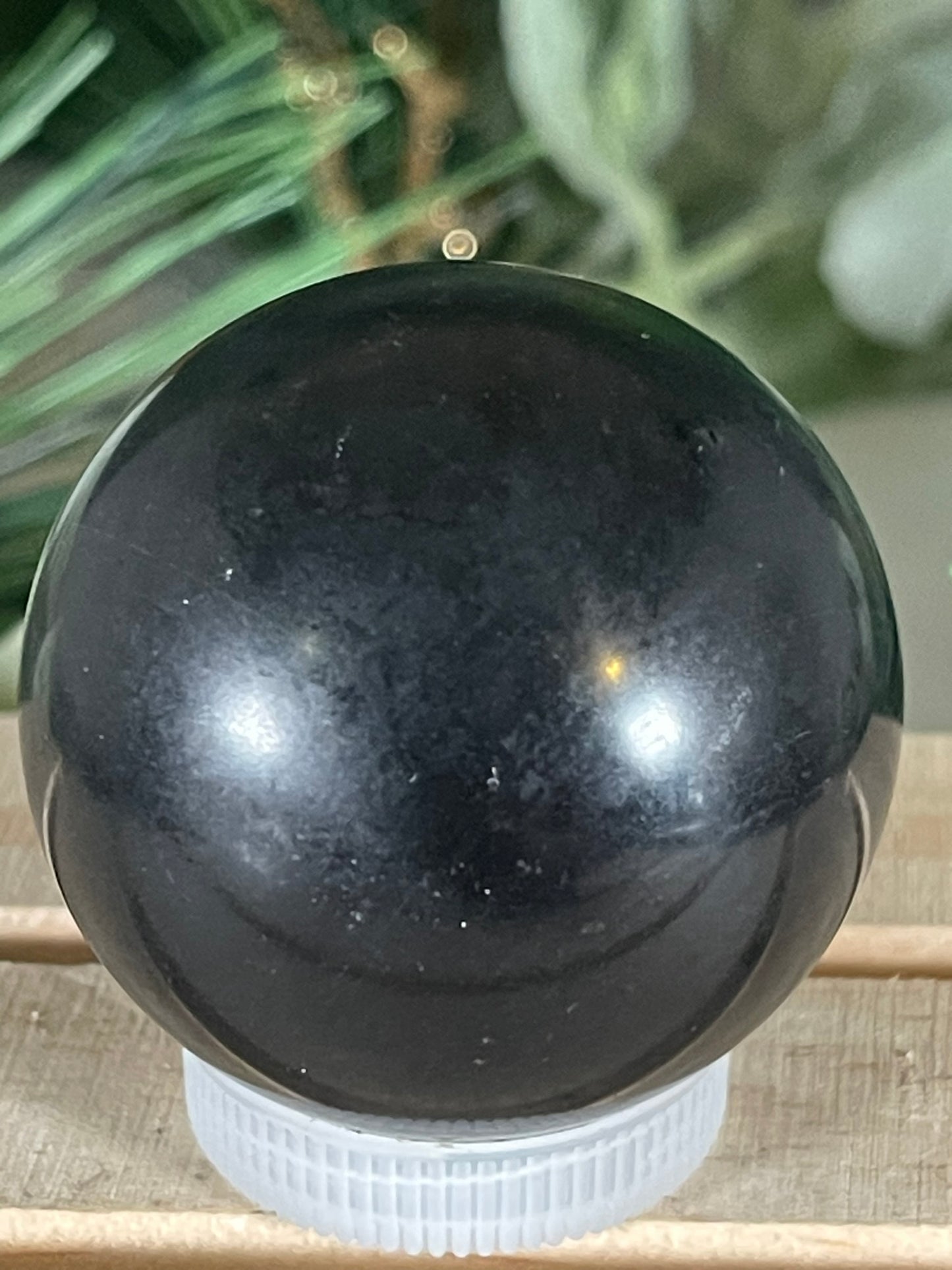 Crystal Ball - Black Tourmaline Rare Unique Sphere Natural Stone Geod Quartz - 108g