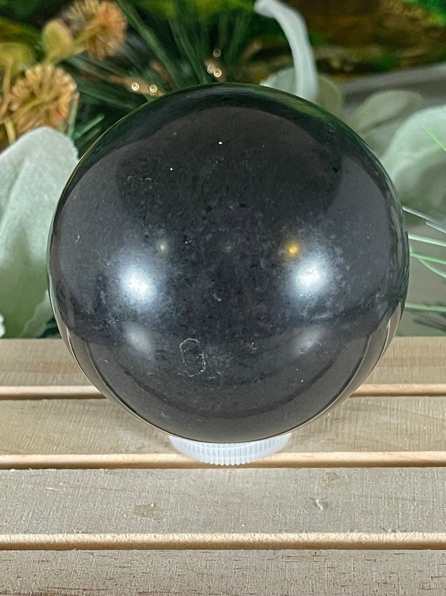 Crystal Ball - Black Tourmaline Rare Unique Sphere Natural Stone Geod Quartz - 583g