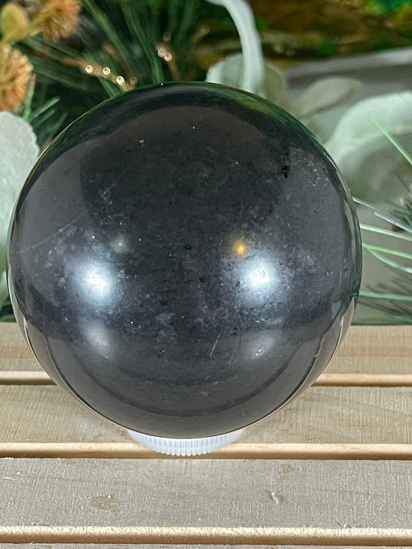 Crystal Ball - Black Tourmaline Rare Unique Sphere Natural Stone Geod Quartz - 583g