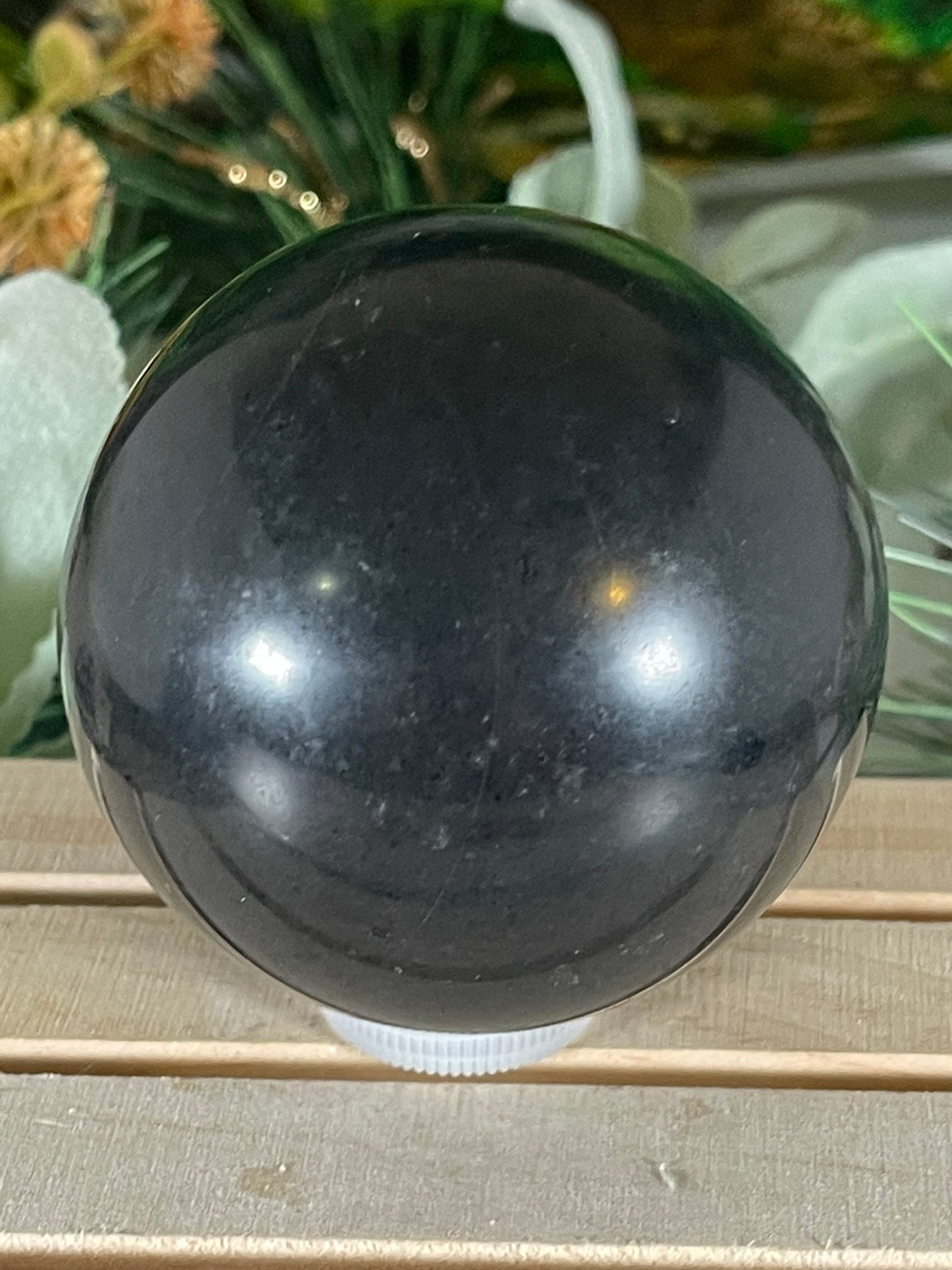 Crystal Ball - Black Tourmaline Rare Unique Sphere Natural Stone Geod Quartz - 583g