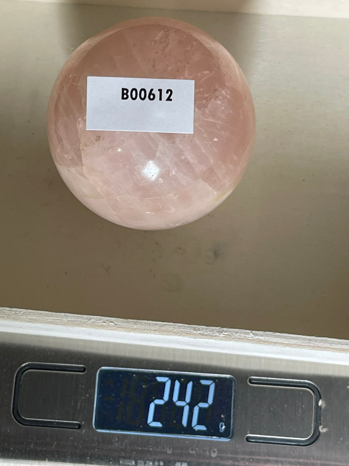 Crystal Ball - Pink Rose Quartz Unique Sphere Natural Stone Geode Jasper - 242g