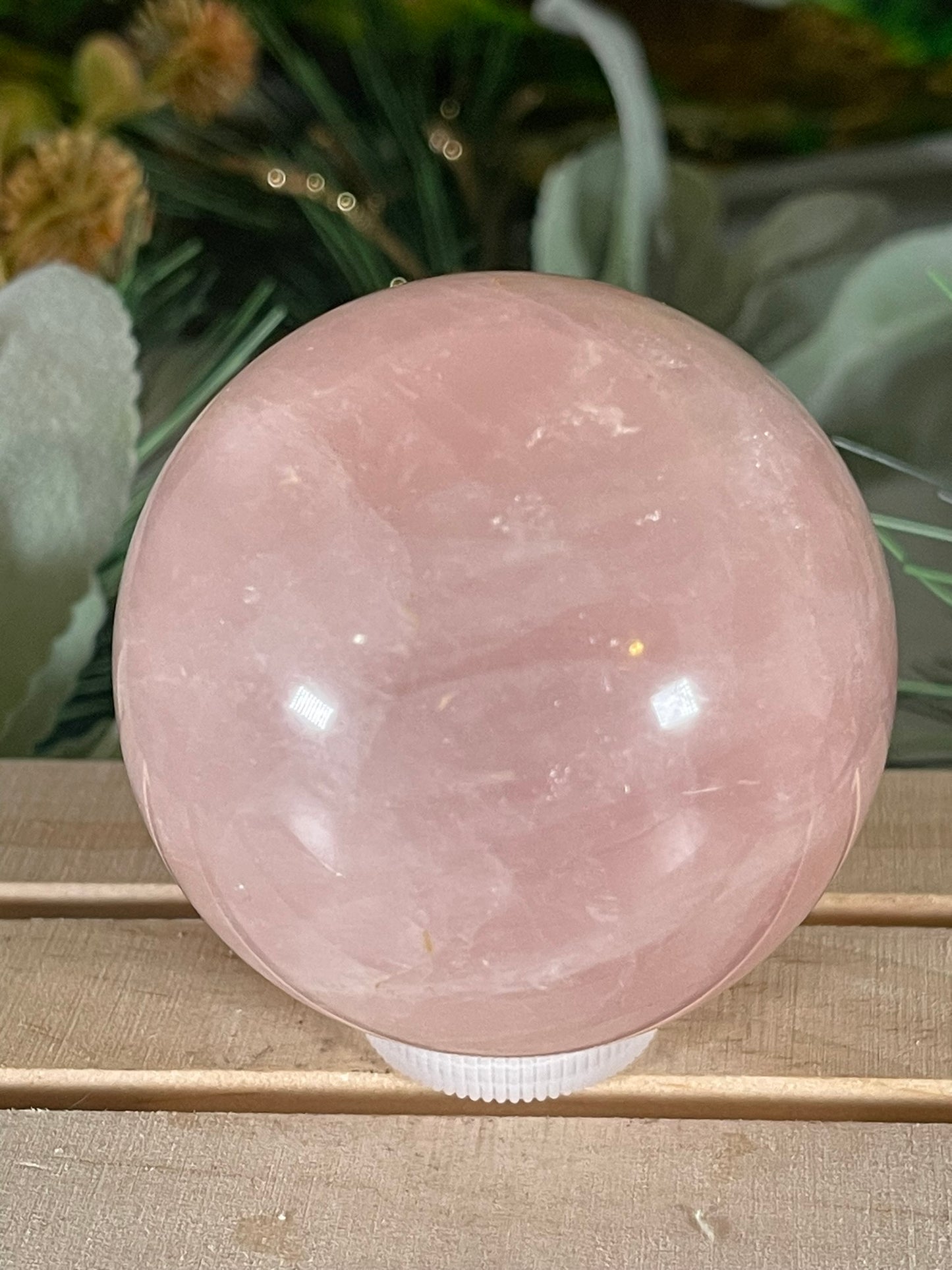 Crystal Ball - Pink Rose Quartz Unique Sphere Natural Stone Geode Jasper - 356g