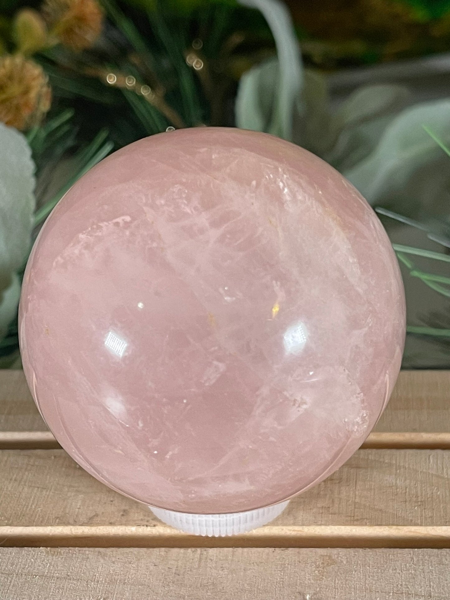 Crystal Ball - Pink Rose Quartz Unique Sphere Natural Stone Geode Jasper - 356g