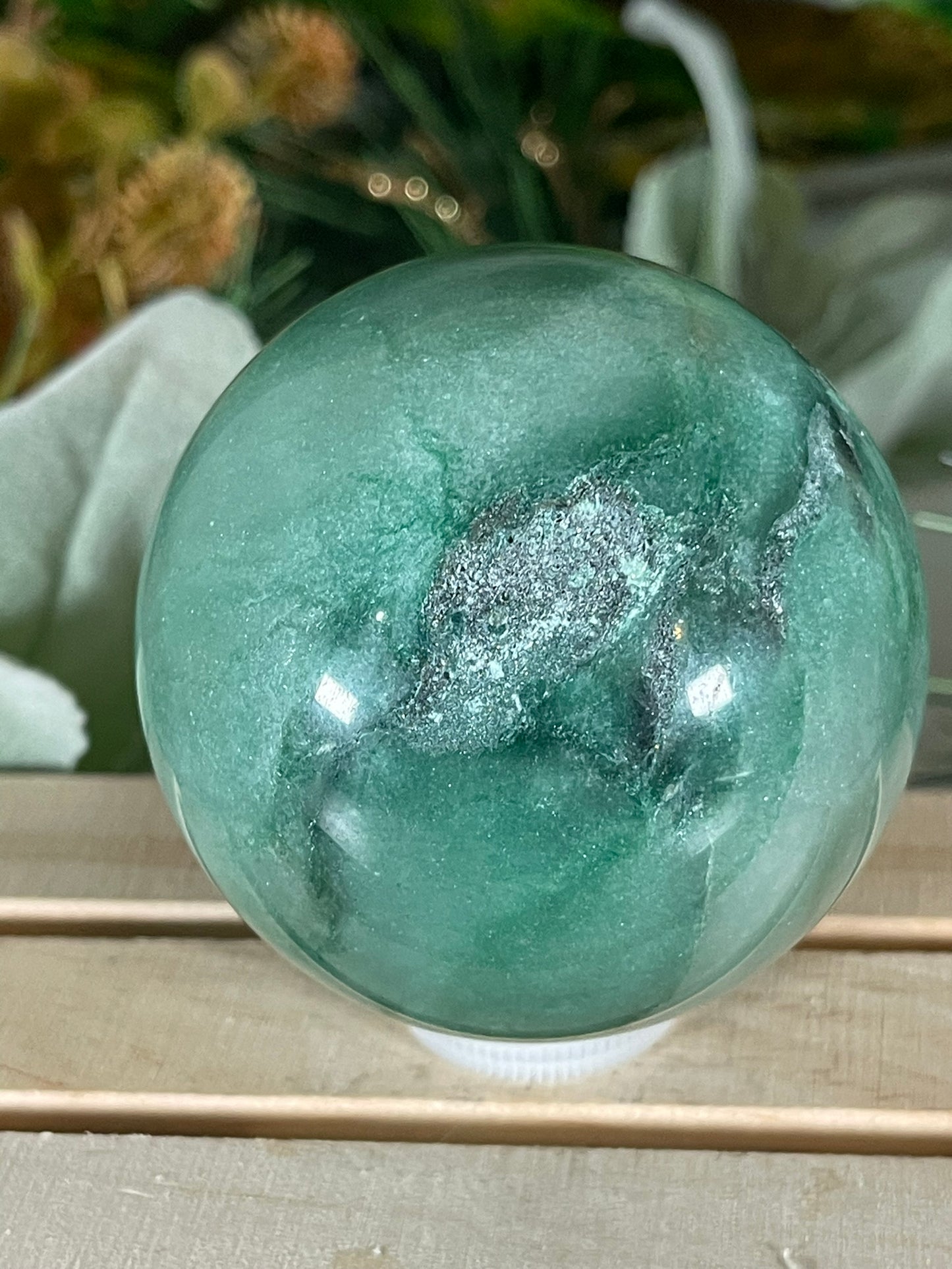 Crystal Ball - Green Aventurine Quartz Rare Unique Sphere Natural Stone - 415g