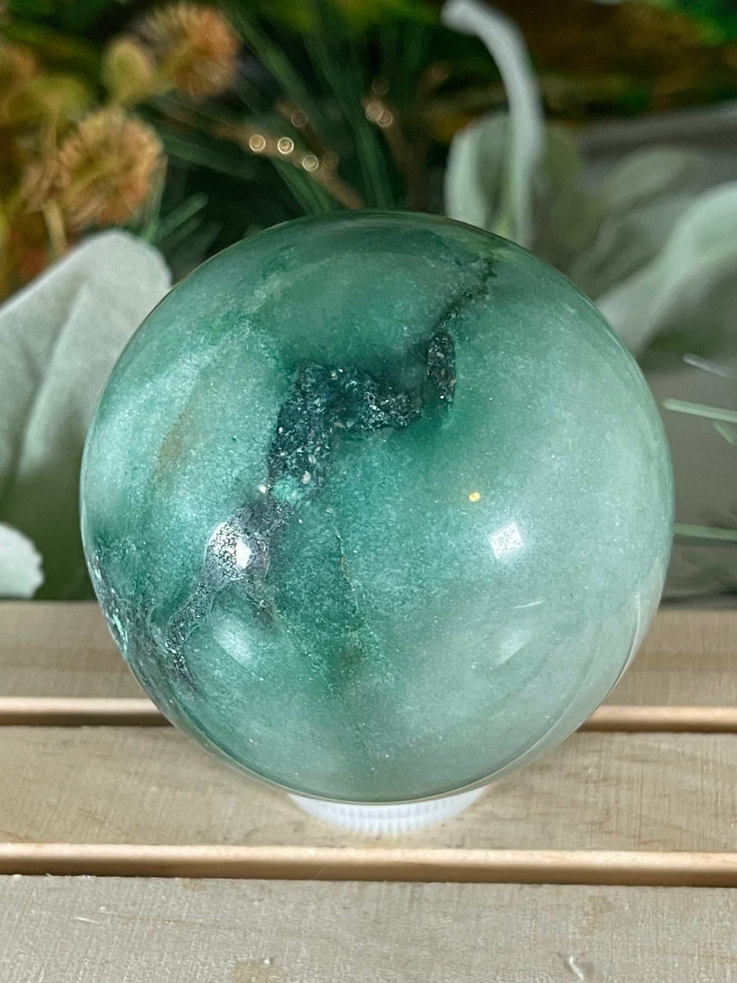 Crystal Ball - Green Aventurine Quartz Rare Unique Sphere Natural Stone - 415g