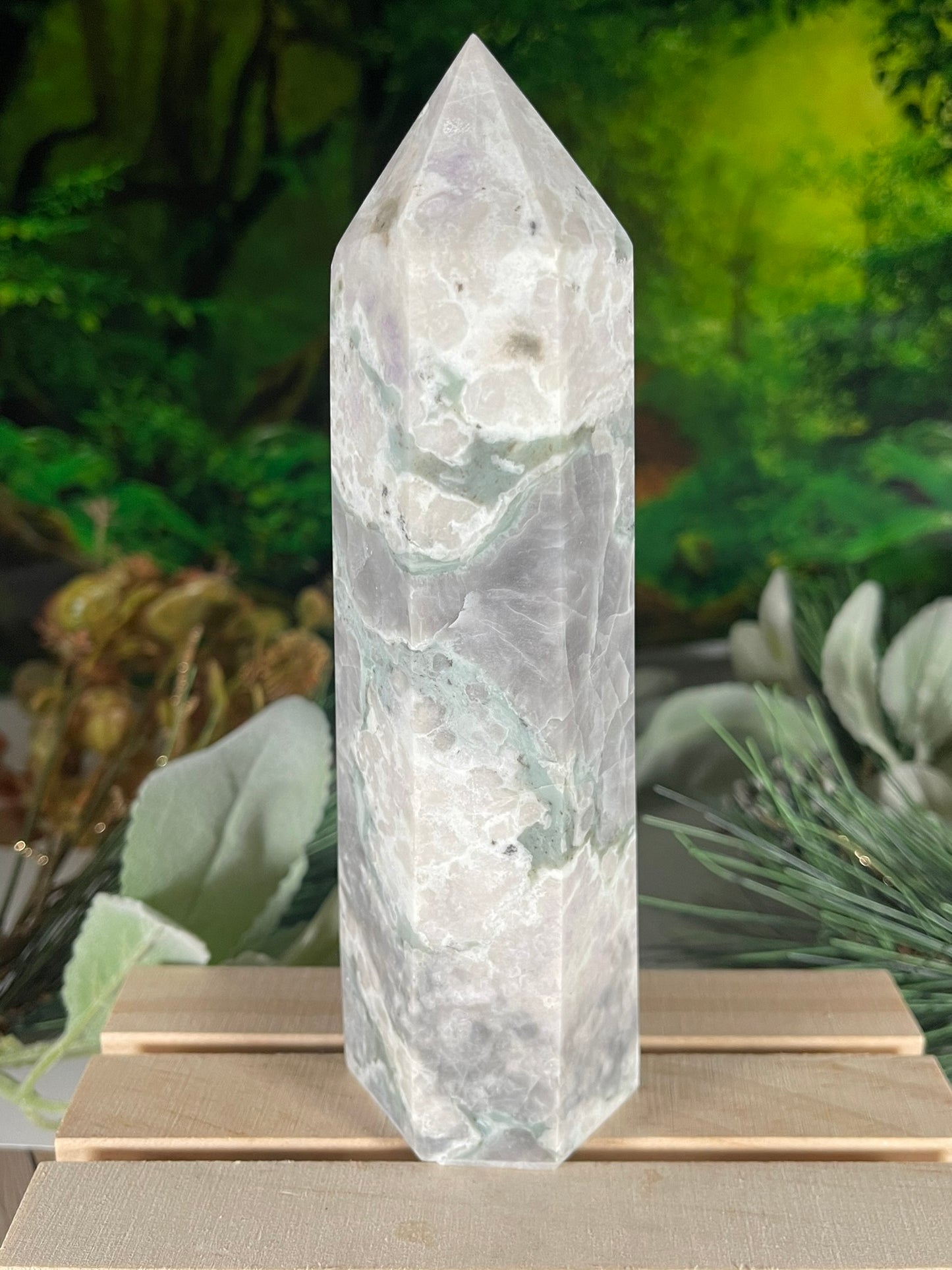 Tower - Natural Stone Auspicious Jasper Crystal Obelisk Point - 563g