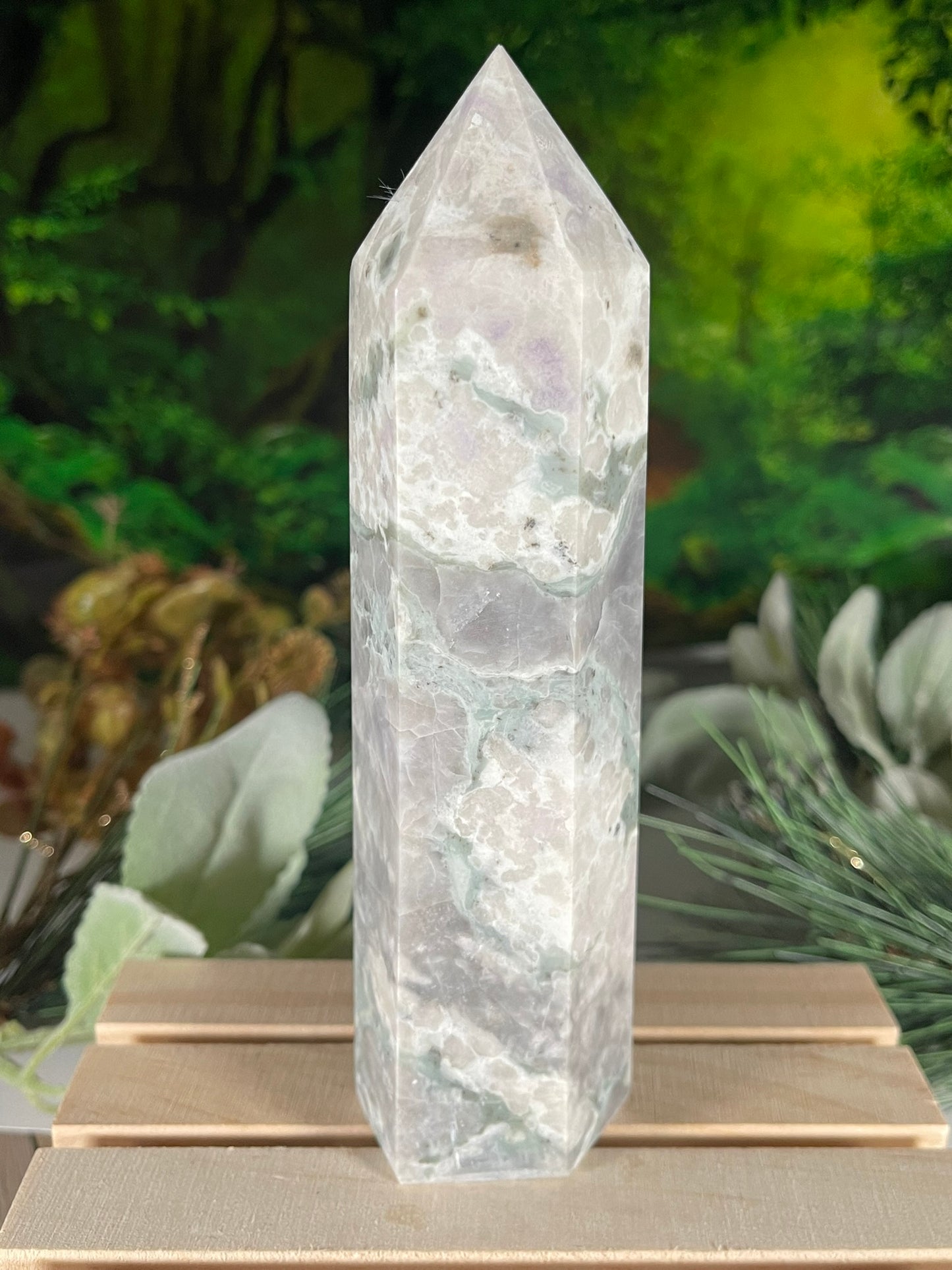 Tower - Natural Stone Auspicious Jasper Crystal Obelisk Point - 563g