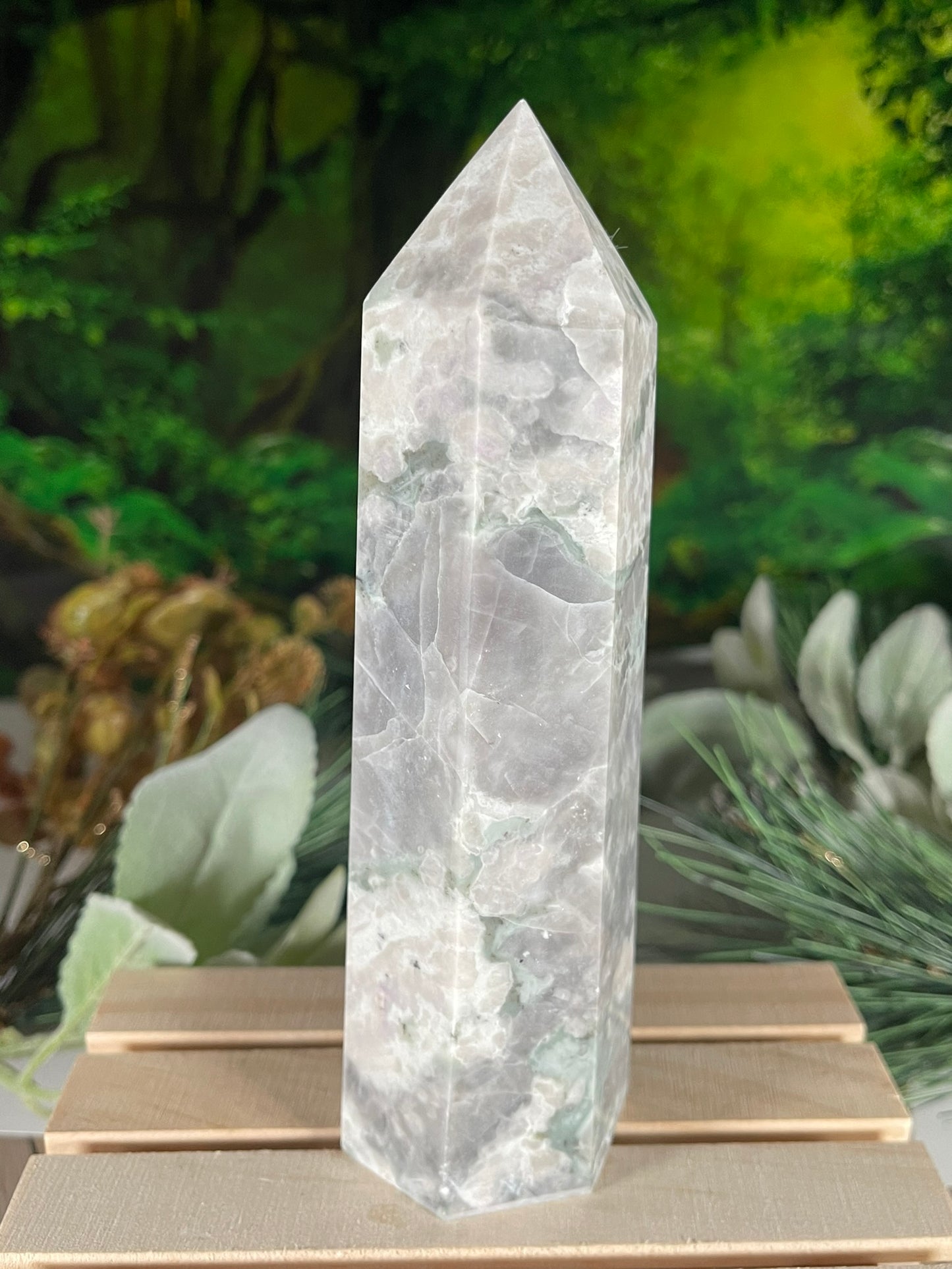 Tower - Natural Stone Auspicious Jasper Crystal Obelisk Point - 563g