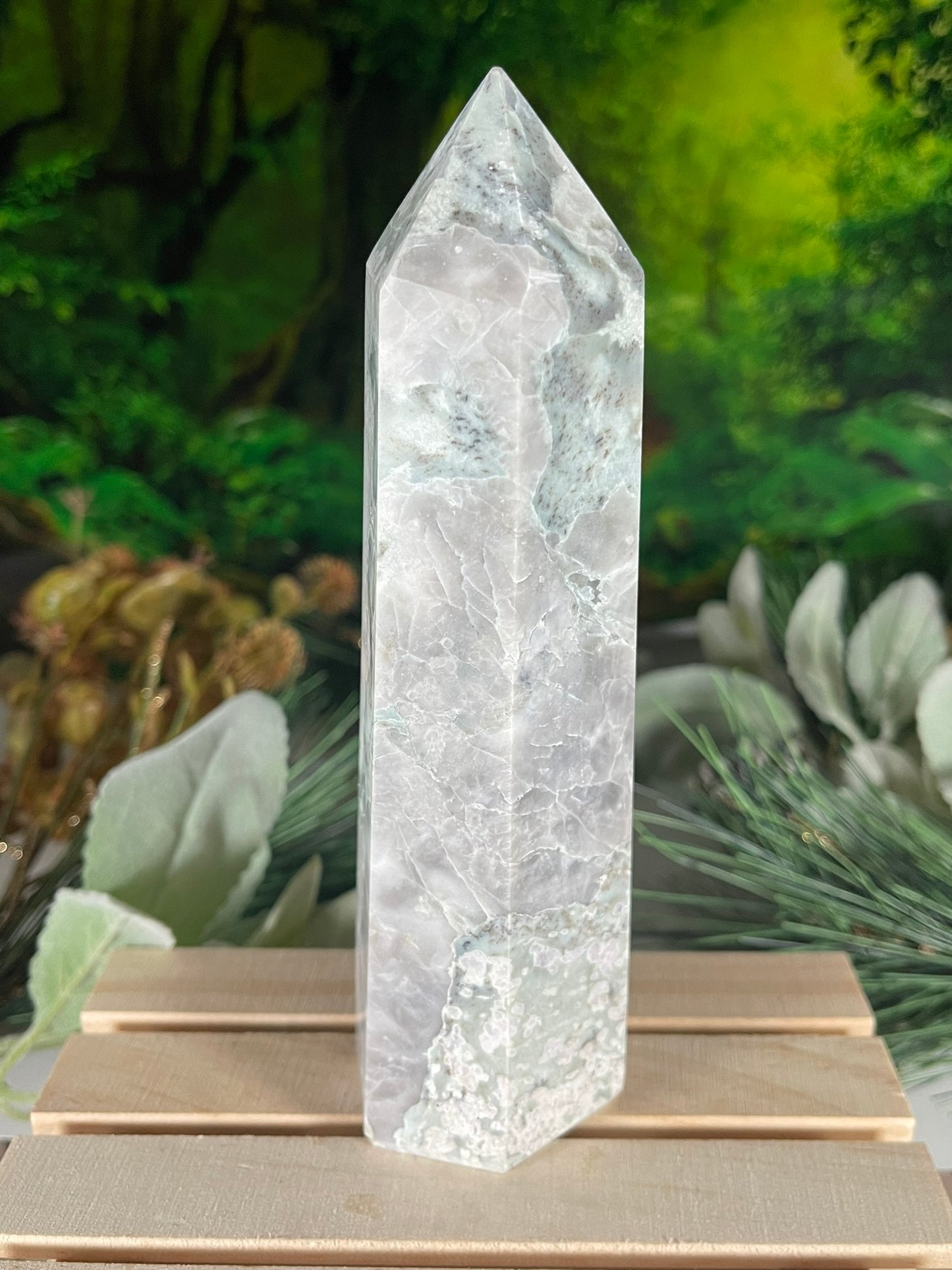 Tower - Natural Stone Auspicious Jasper Crystal Obelisk Point - 585g