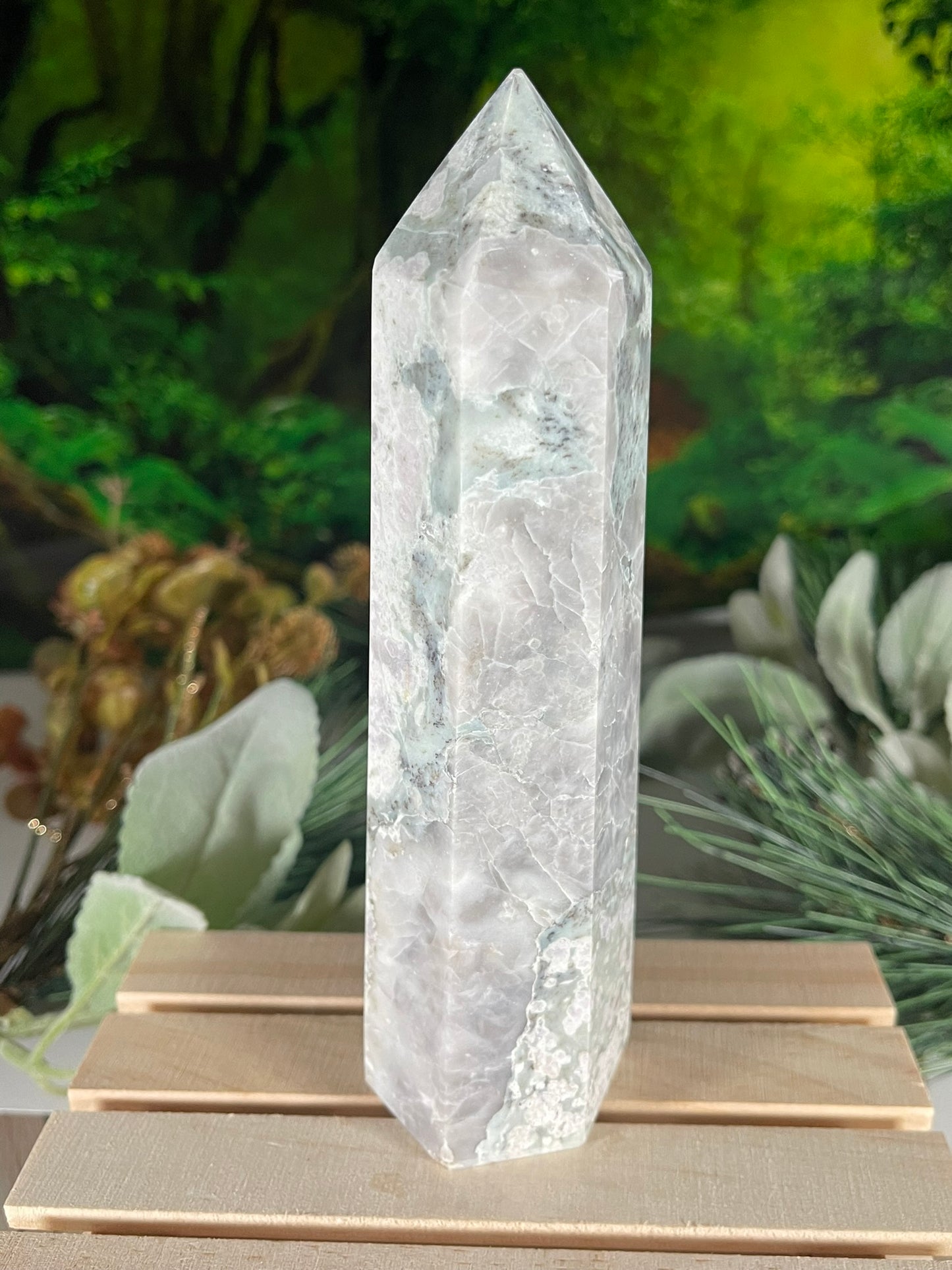 Tower - Natural Stone Auspicious Jasper Crystal Obelisk Point - 585g