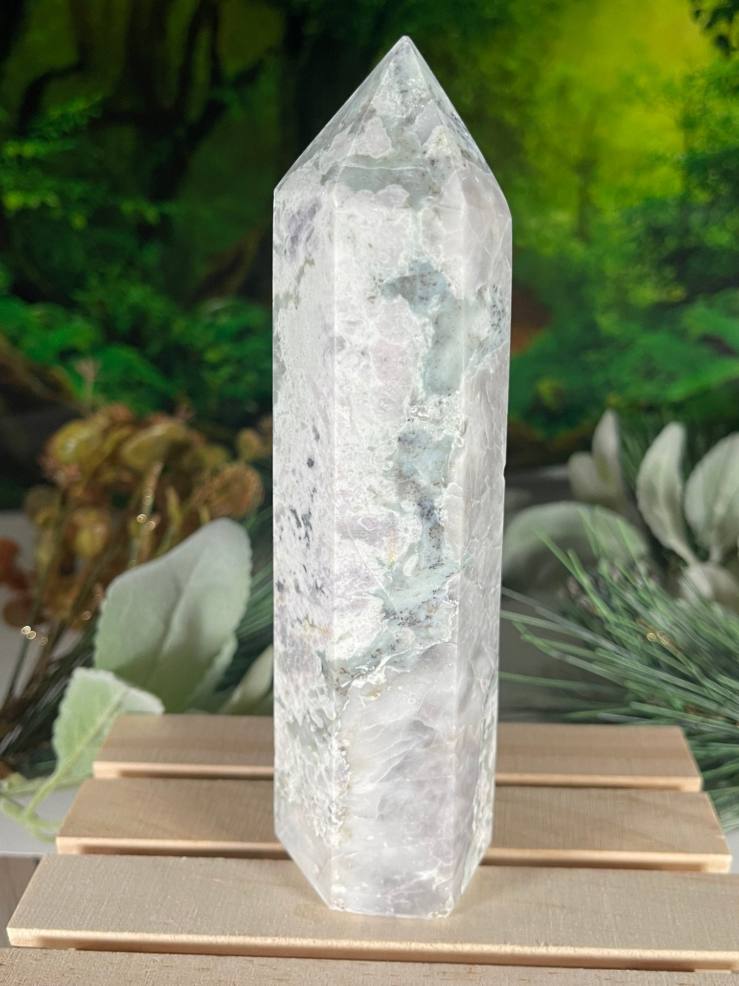 Tower - Natural Stone Auspicious Jasper Crystal Obelisk Point - 585g