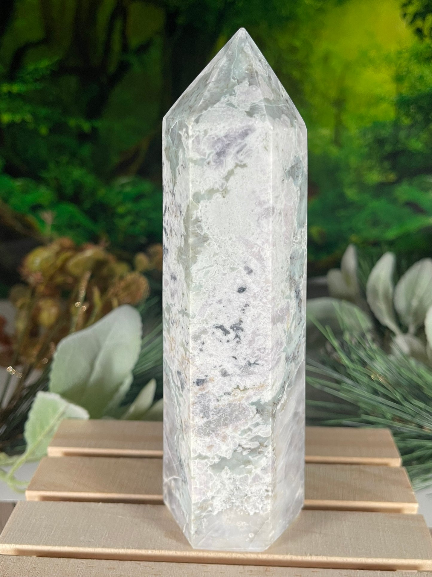 Tower - Natural Stone Auspicious Jasper Crystal Obelisk Point - 585g