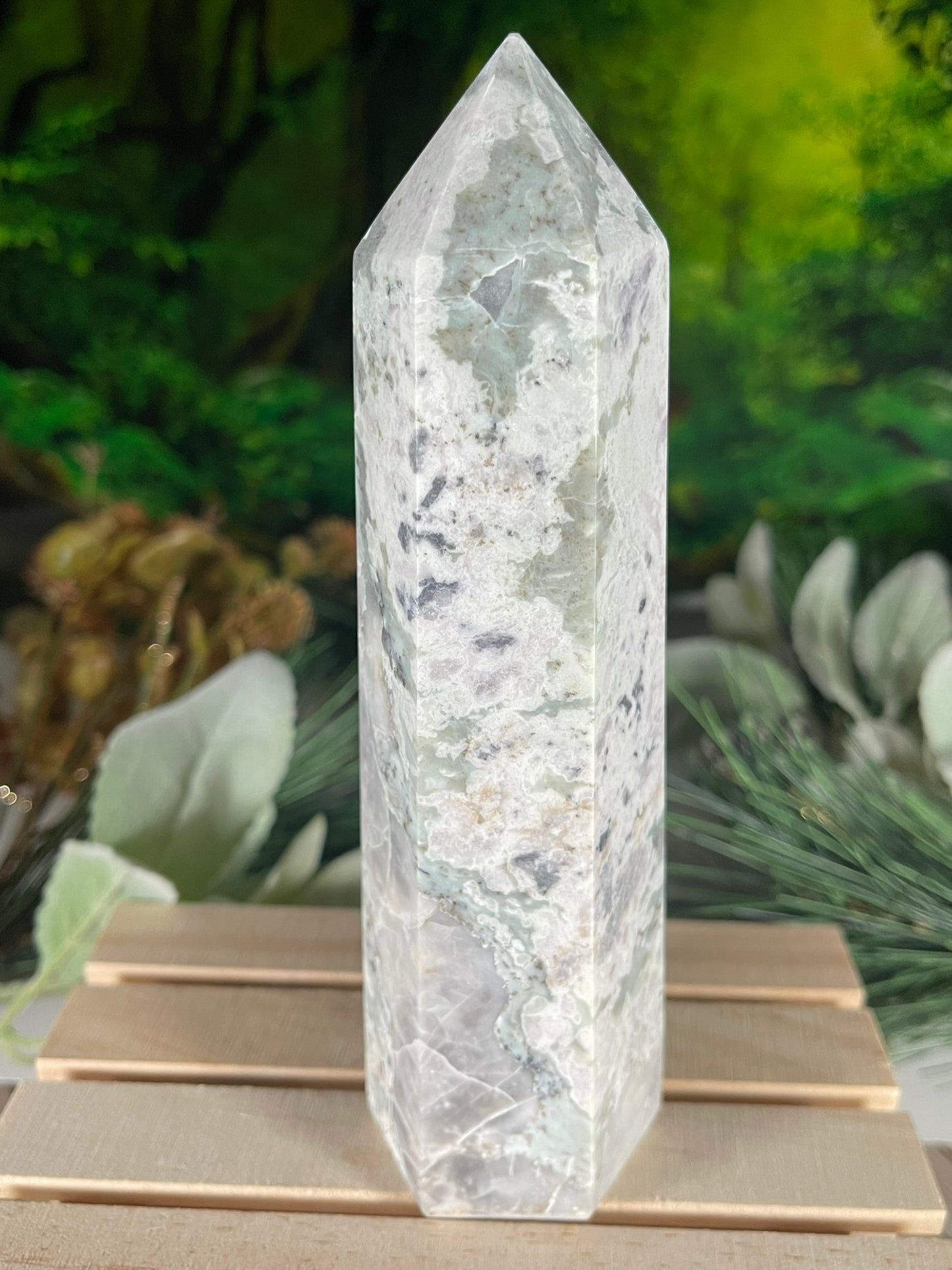 Tower - Natural Stone Auspicious Jasper Crystal Obelisk Point - 585g