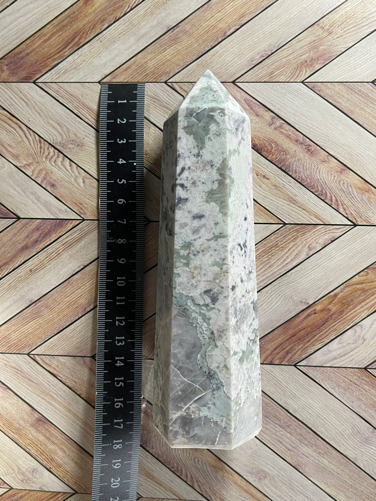 Tower - Natural Stone Auspicious Jasper Crystal Obelisk Point - 585g